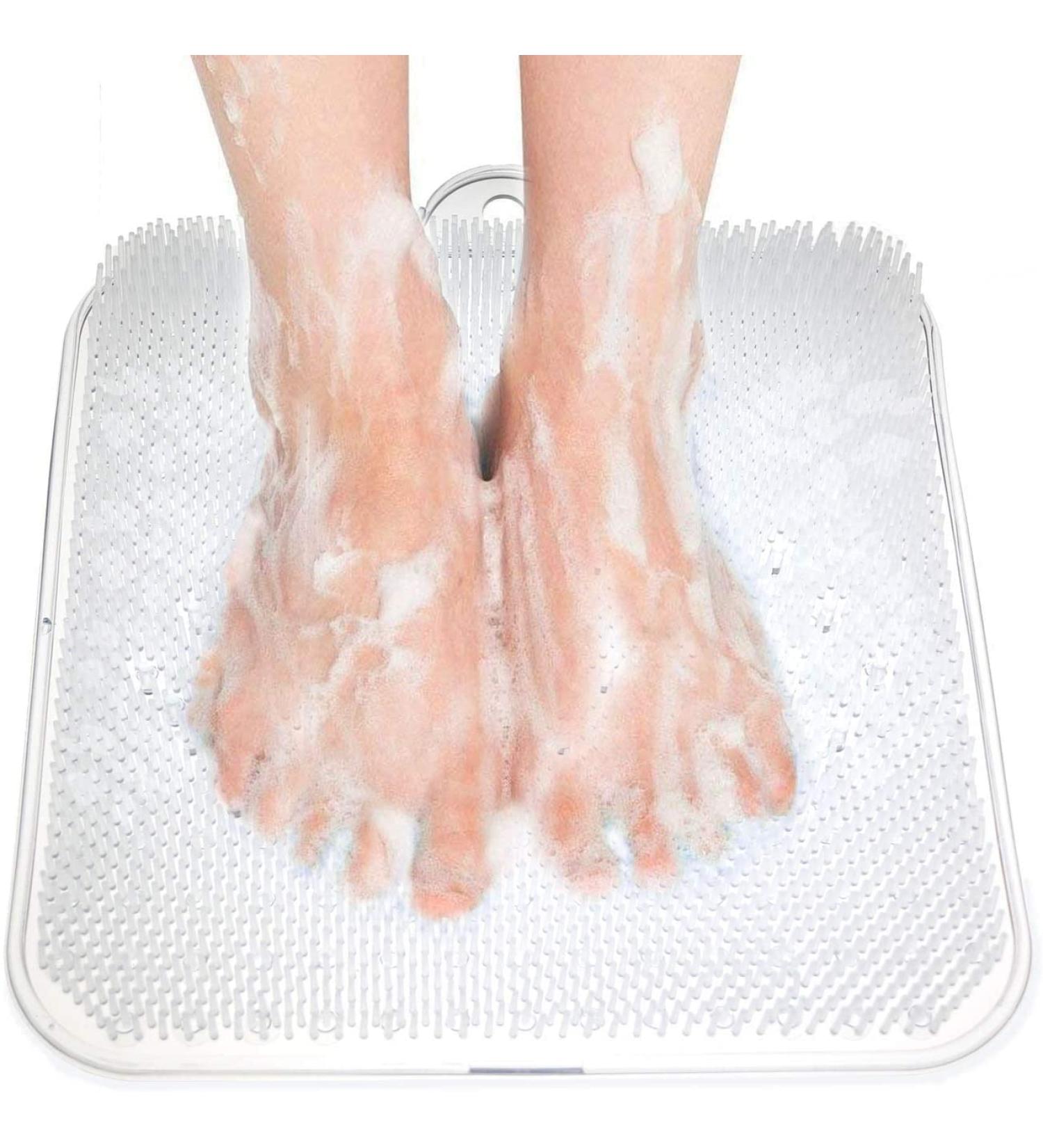 Newthinking Shower Foot Scrubber Massager | Exfoliating Feet Spa with Suction Cup | Improve Circulation & Reduce Foot Pain | Clear White - Buy Online on GoSupps.com
