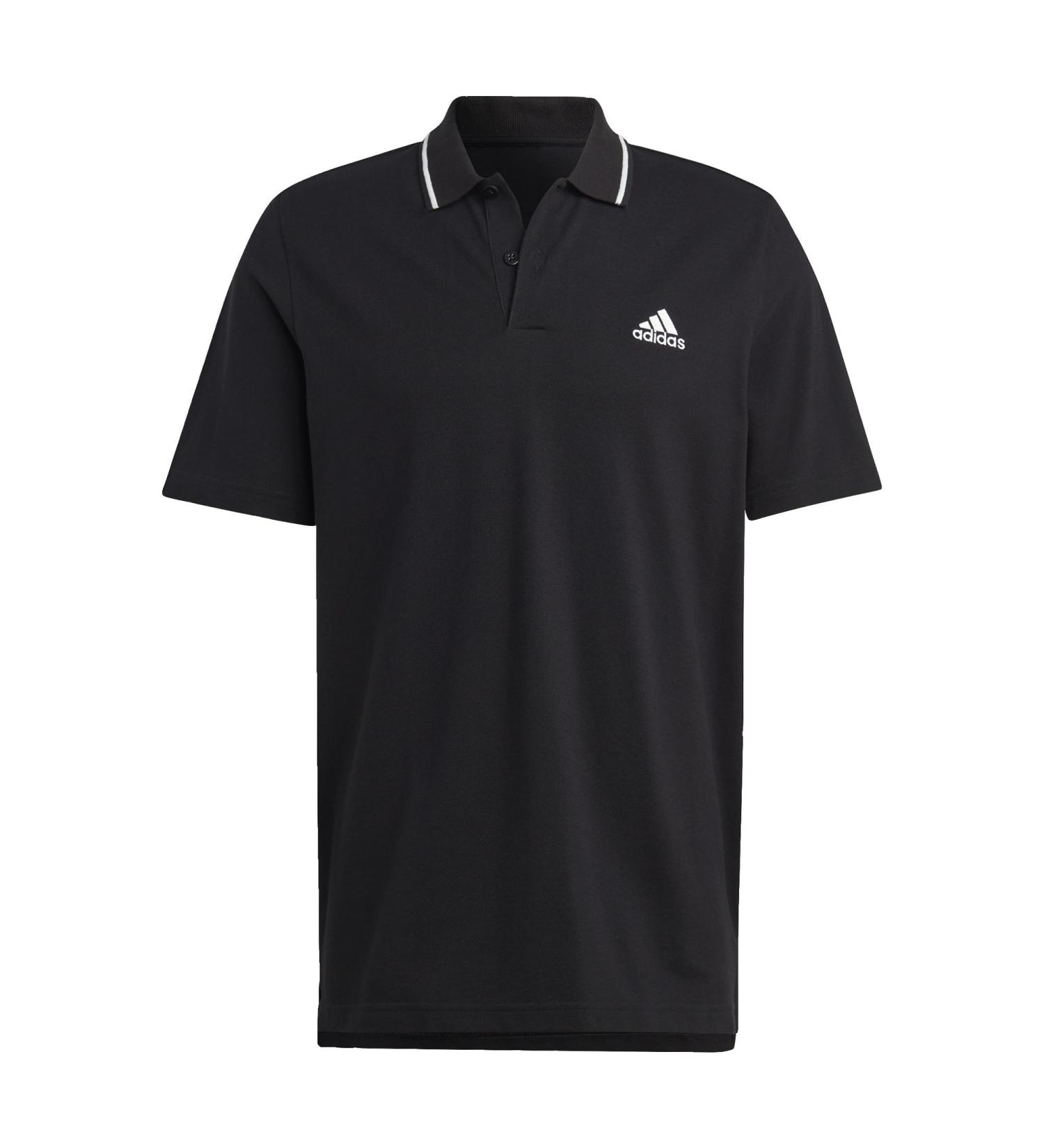 Buy Adidas Male Adult Essentials Piqu Polo Shirt - Black Short Sleeve Size L | International Shipping Available - Buy Online on GoSupps.com