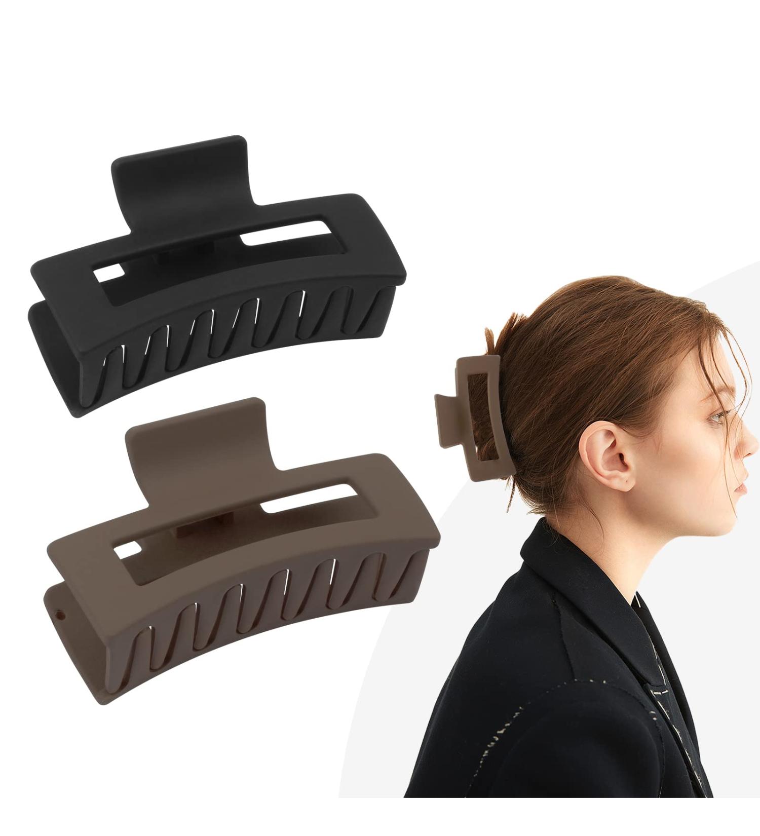 YEEPSYS Hair Claw Clips - Strong Hold Hair Accessories for Women and Girls - 3.5 inch Matte Black Brown - Thin Hair Styling Clip - Buy Online on GoSupps.com