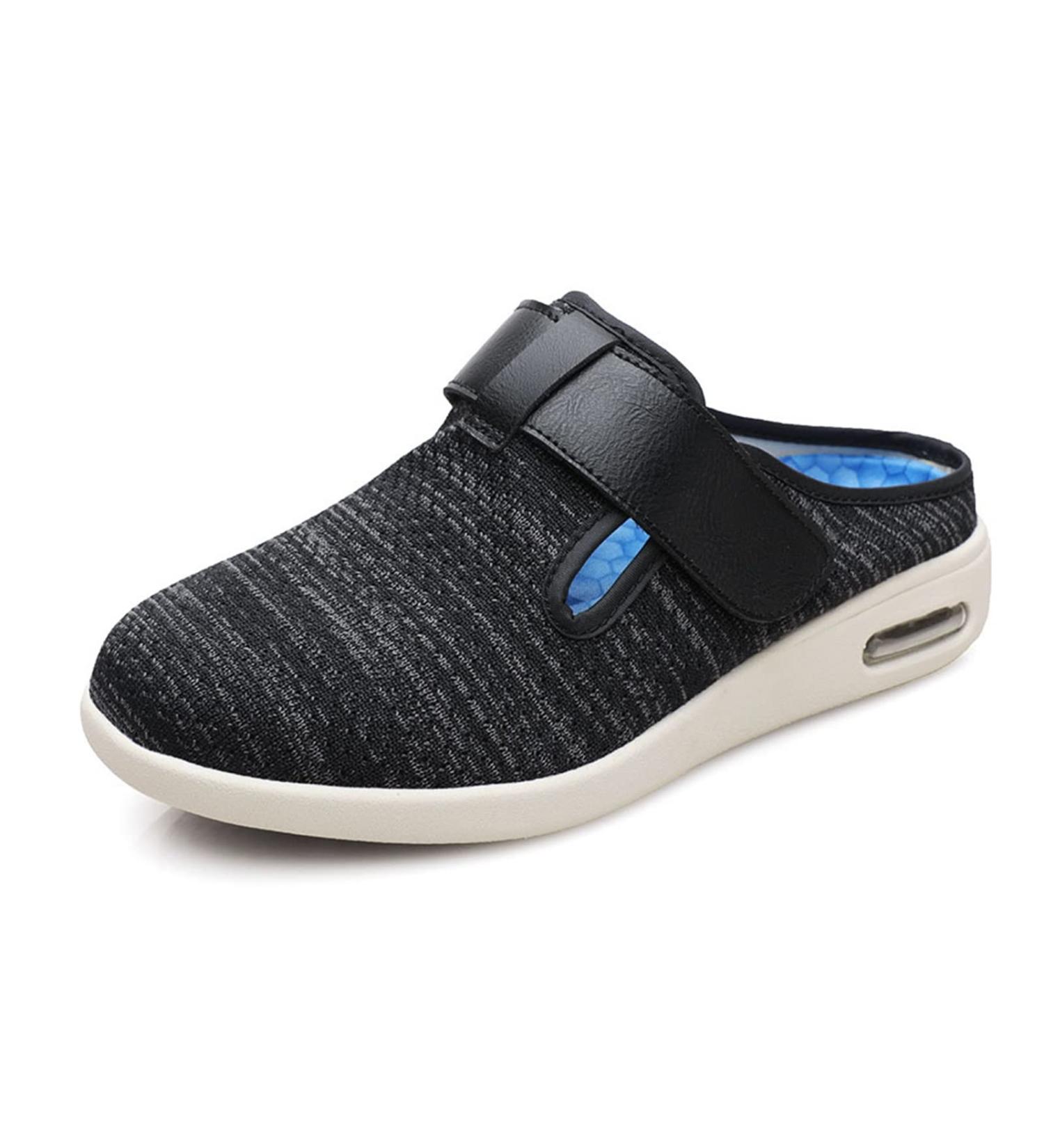 Diabetic Shoes for Men - Extra Wide Orthopedic Shoes for Swollen Feet - Summer and Autumn Comfort - Plantar Fasciitis Support - Black Grey - Size 12 - Buy Online on GoSupps.com