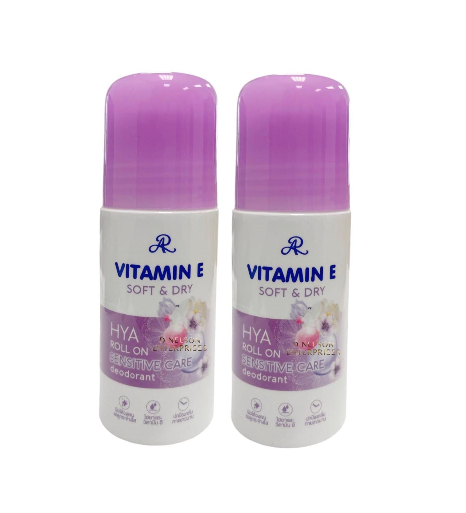 Vit E 2 Bottles AR Vitamin E Soft & Dry HYA Roll On Deodorant
