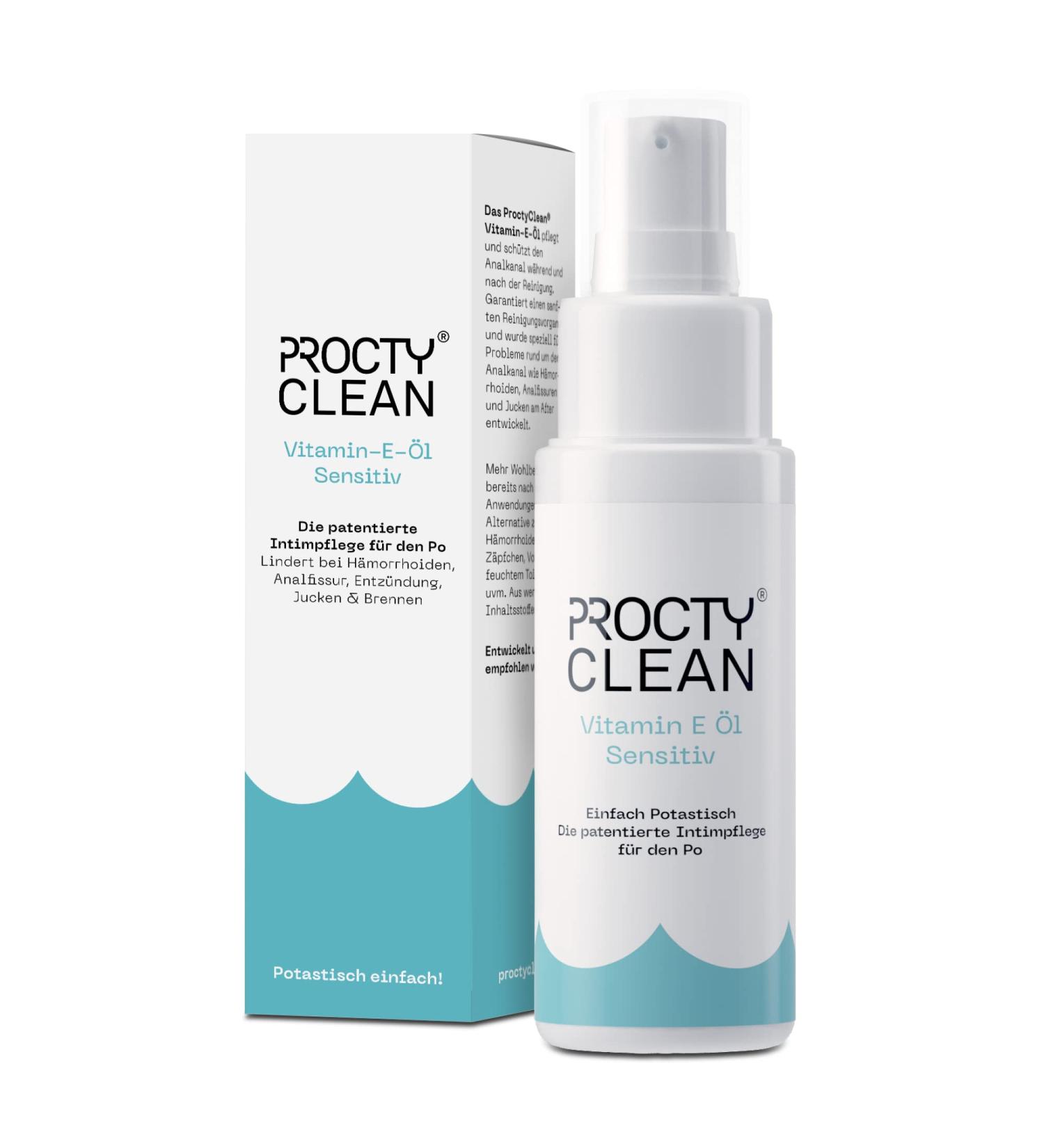 ProctyClean Vitamin E Oil for Intimate Care - Natural Alternative for Hemorrhoids & Anal Fissures - Soothing Relief for Men & Women - Buy Online on GoSupps.com