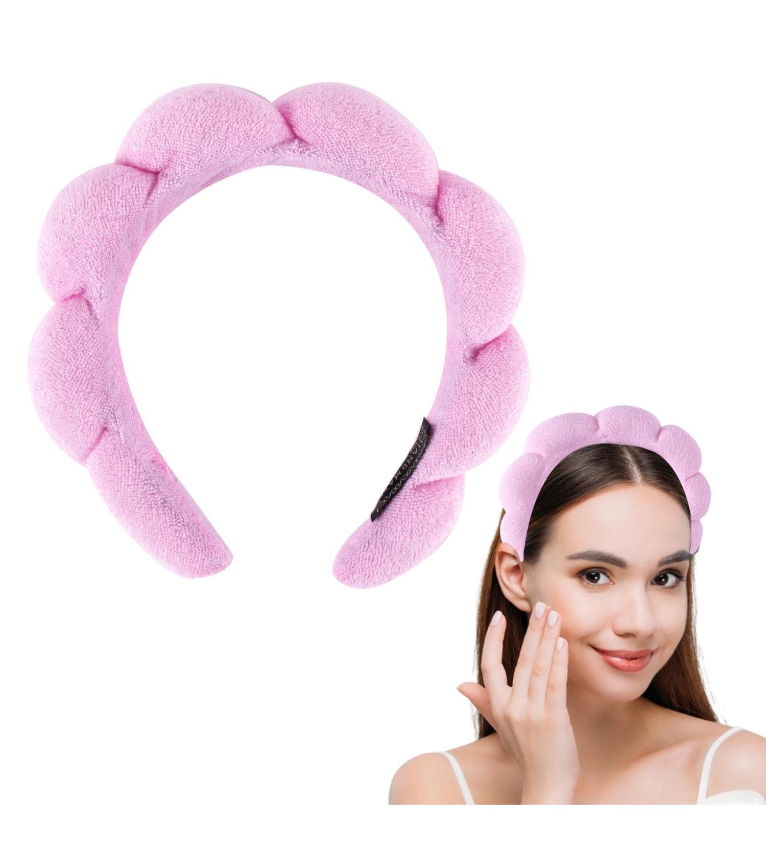 AWAVM Spa Headband for Women Non Slip Wide Headband Makeup Headband for Washing Face Facial Mask Skin Care Shower Made of Soft & Absorbent Material Women Girls Hair Accessories (Pink) - Buy Online on GoSupps.com