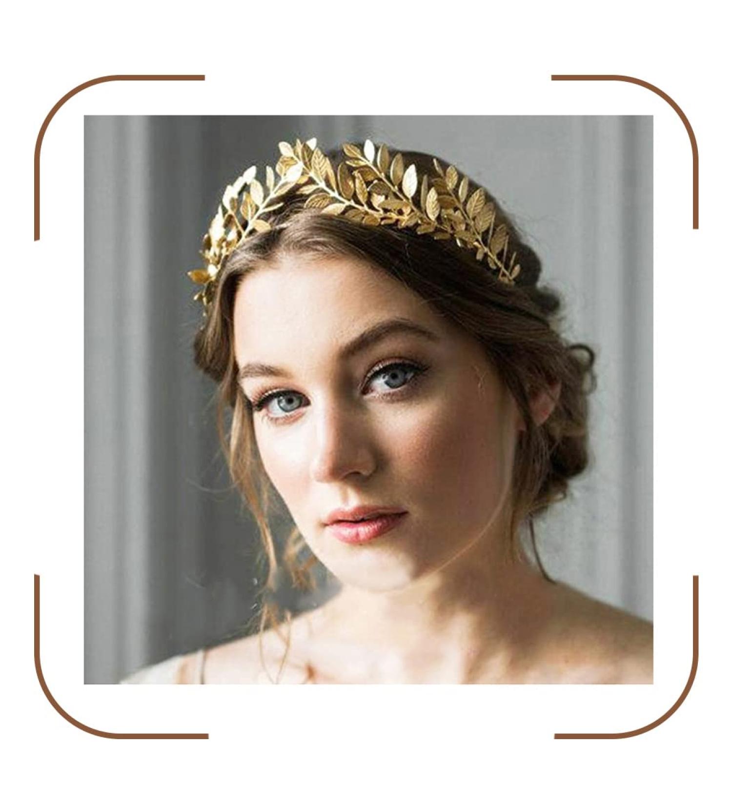 Jakawin Gold Leaf Wedding Crown & Tiara for Women - HB009 (Gold) - Buy Online on GoSupps.com