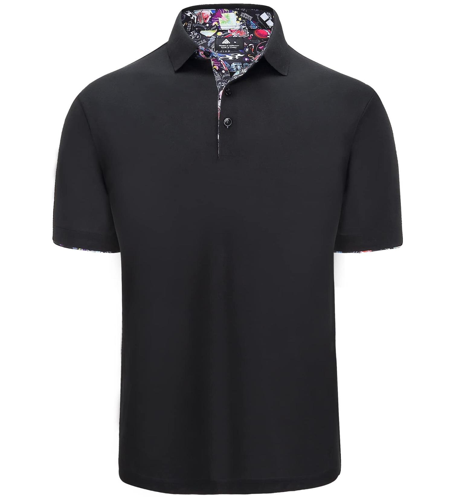 SCODI Men's Casual Polo Shirt - Short Sleeve Golf Tennis T-Shirt, Black Graffiti, XL - Buy Online on GoSupps.com