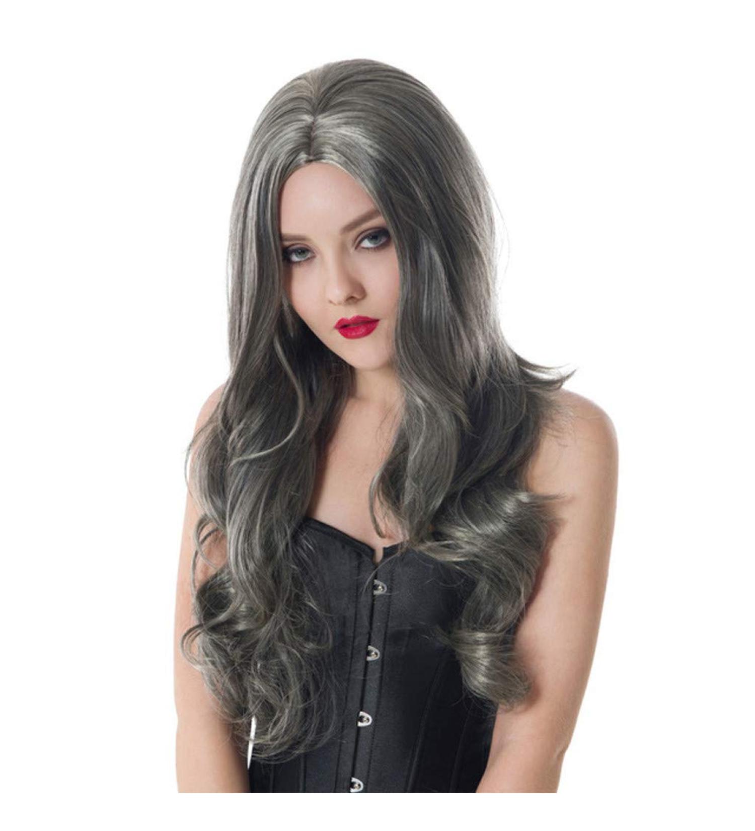 Buy Long Grey Wavy Synthetic Wig for Women | 50s 60s 70s 80s Brazilian Cosplay Hair - International Shipping Available - Buy Online on GoSupps.com