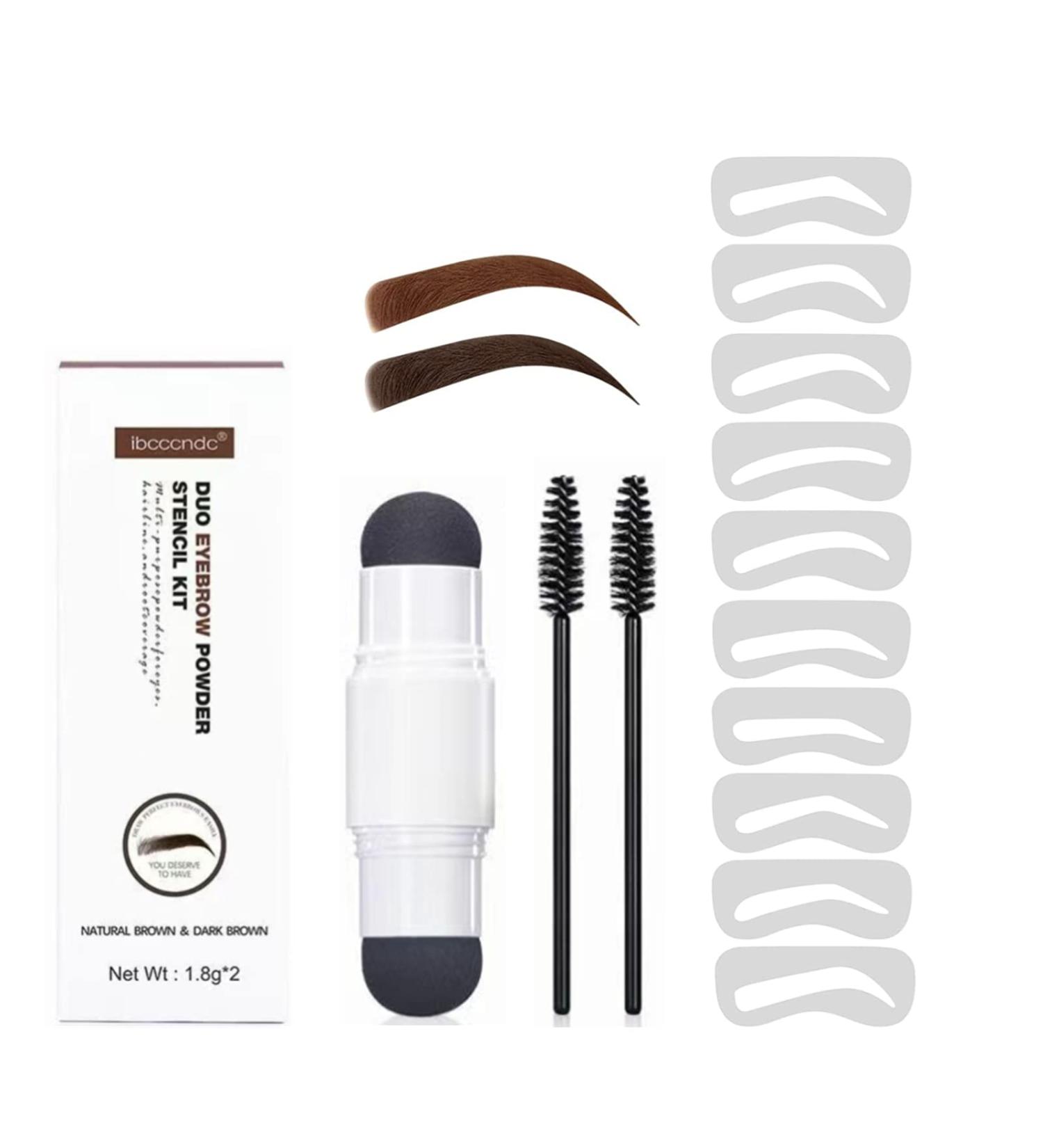 Double Eyebrow Stamp Kit | 10 Eyebrow Stencils for Perfect Shaping | Natural & Dark Brown Makeup Set - Buy Online on GoSupps.com