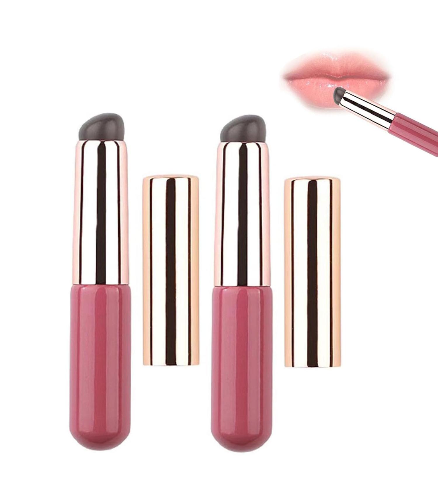 Homezo Siliconemakeup Brush Silicone Lip Brush New Soft Silicone Lip Brush with Lid Homezo Silicone Makeup Applicator Reusable Lip Applicator Pink*2 - Buy Online on GoSupps.com