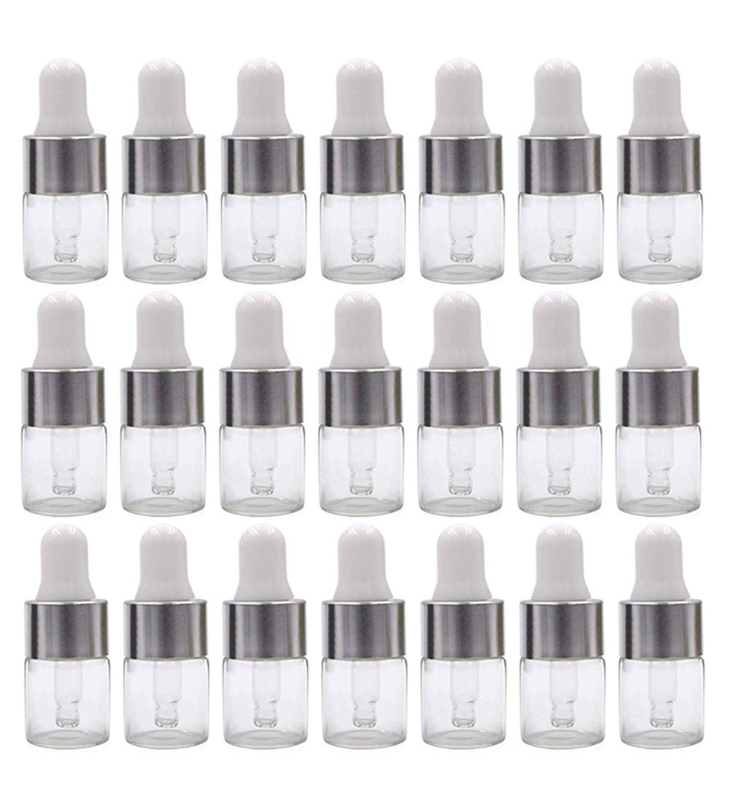 ConStore 50pcs Clear Glass Dropper Bottles Mini Essential Oil Vials | 2ml Refillable DIY Cosmetic Containers | Empty Lotion Sample Bottles with Glass Eye Dropper for Liquid Perfumes - Buy Online on GoSupps.com
