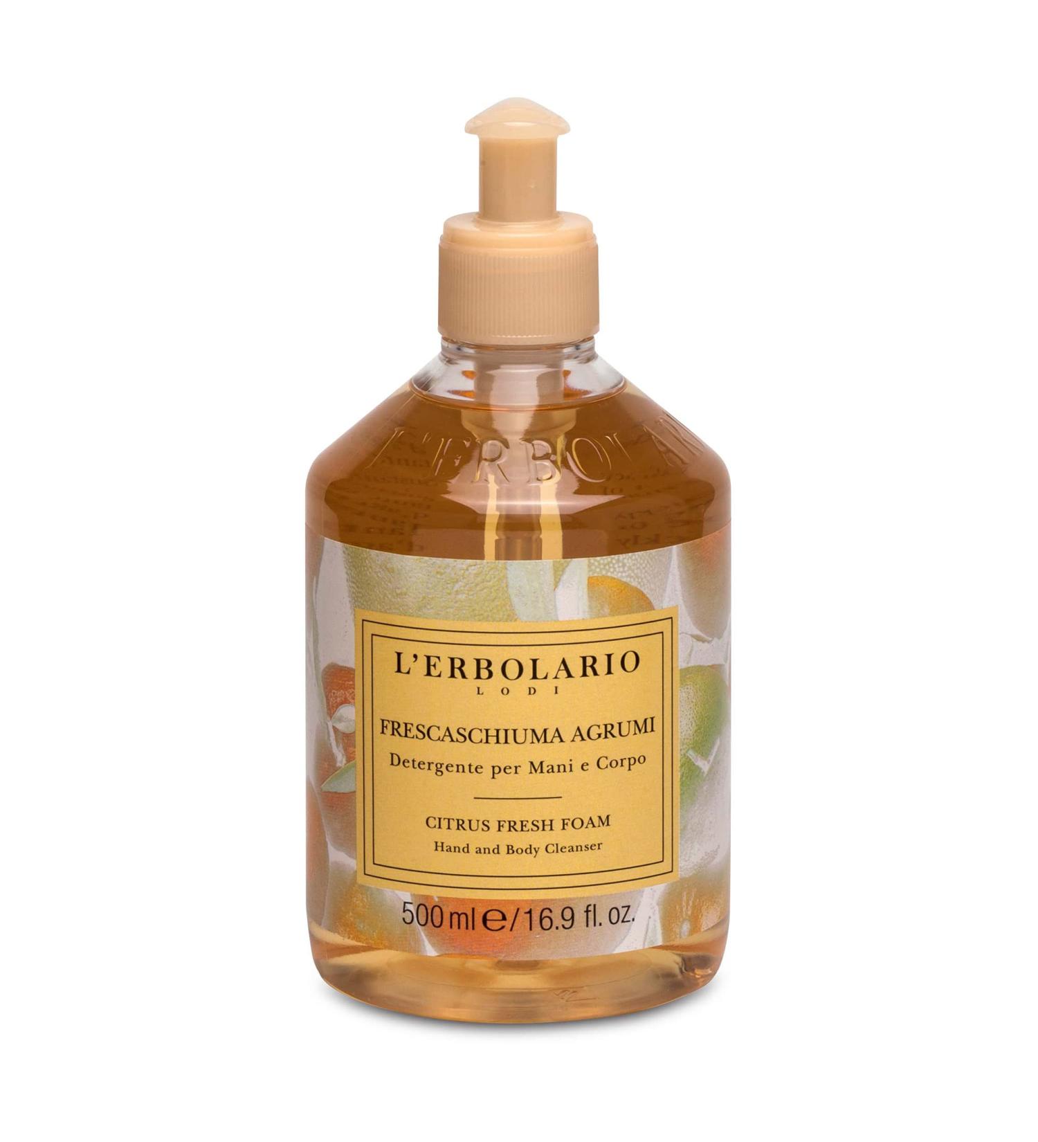 L'Erbolario Hand and Body Cleanser - Citrus Fresh Foam Silicone & Paraben Free - Soft & Clean Skin for All Types - 16.9 oz - Daily Use Body Wash - Buy Online on GoSupps.com