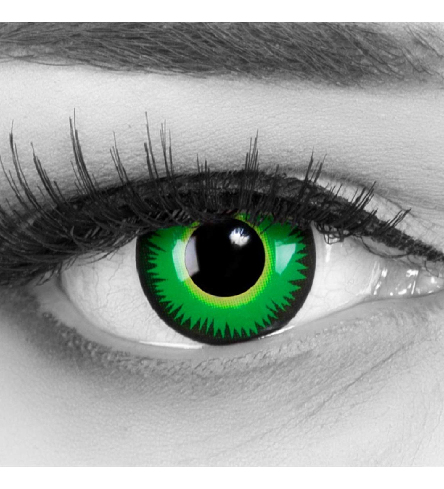 Buy Funnylens Black Green Crazy Contact Lenses for Carnival - Free Containers Included - Buy Online on GoSupps.com