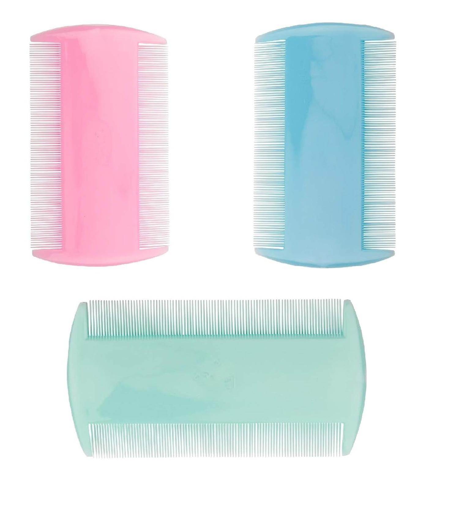 Double-Sided Lice Combs Set - 3 Multicolor Nit Combs for Removing Head Lice Nits and Fleas - Buy Online on GoSupps.com