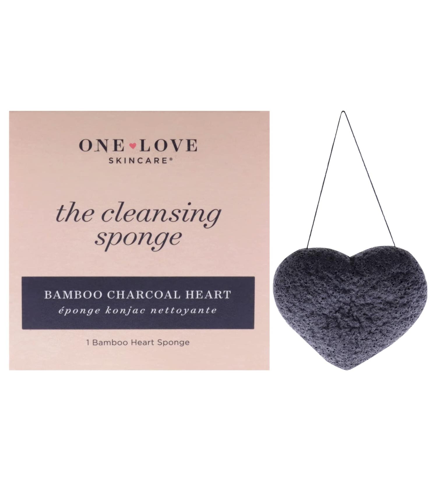 One Love Organics The Cleansing Sponge Bamboo Charcoal Heart Sponge Women 1 Pc - Buy Online on GoSupps.com