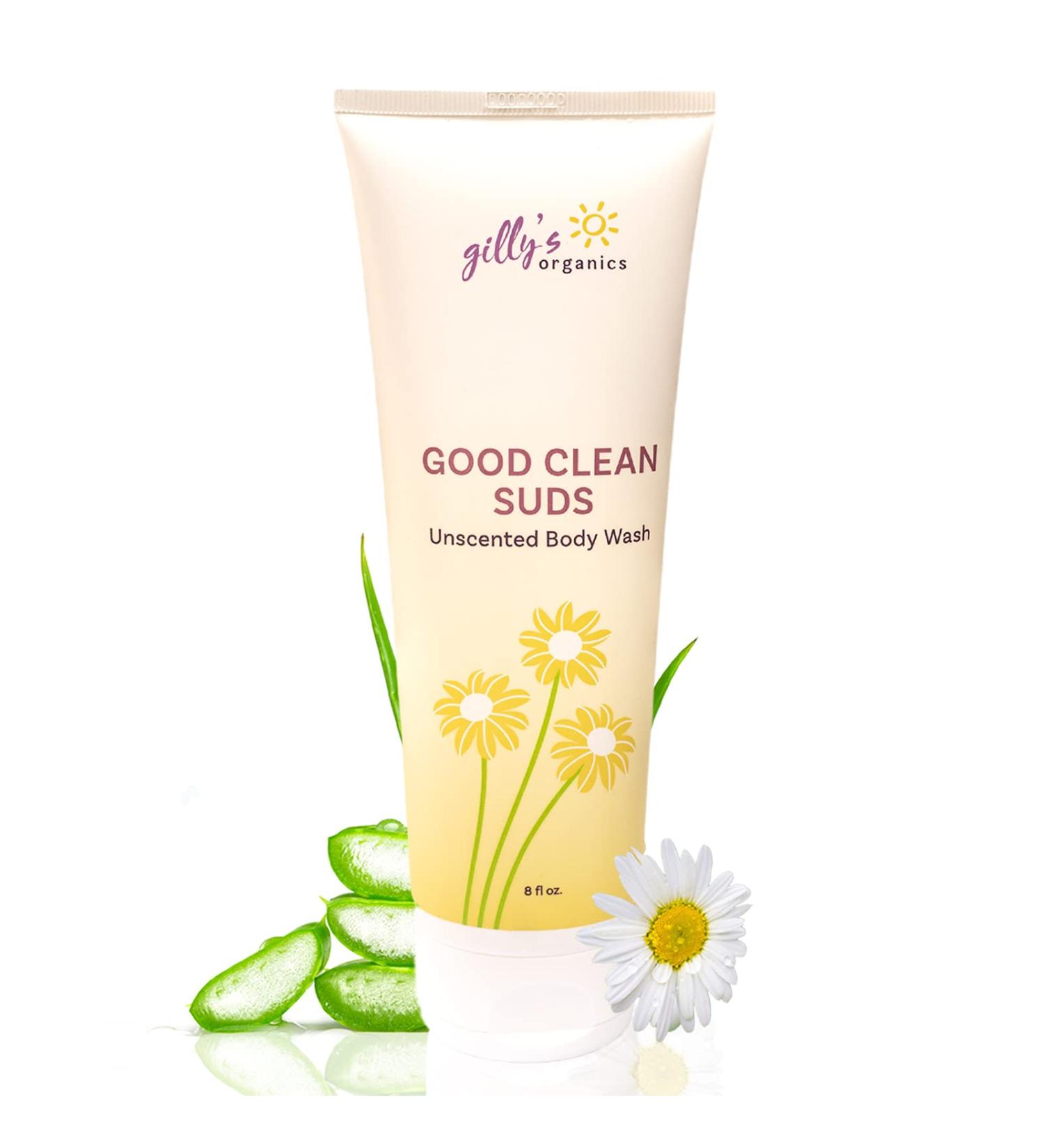 Natural Body Wash Organic & Unscented | Gilly's Organics 2-in-1 Bath Shower Gel & Shampoo - Hydrating SLS Free Gentle Formula for Sensitive Skin - 8 fl oz - Buy Online on GoSupps.com