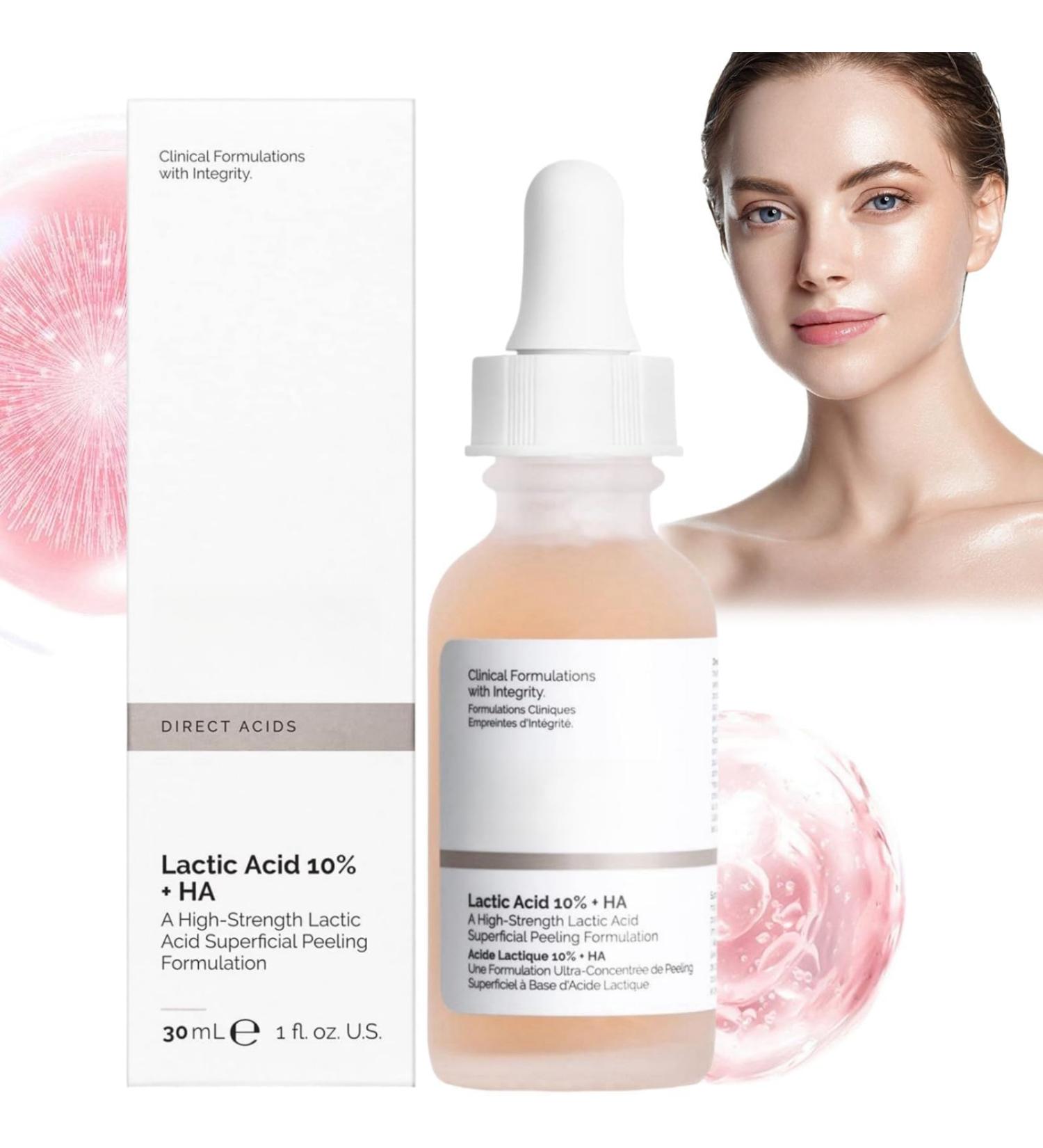 30mlLactic Acid 5% + Ha 2% Lactic Acid Pore Shrinking Essence Lactic Acid 5% Serum Lactic Acid Pore Minimizer Serum Facial Moisturizing Essence Collagen Serum with Hyaluronic Acid Face Serum for Women - Buy Online on GoSupps.com