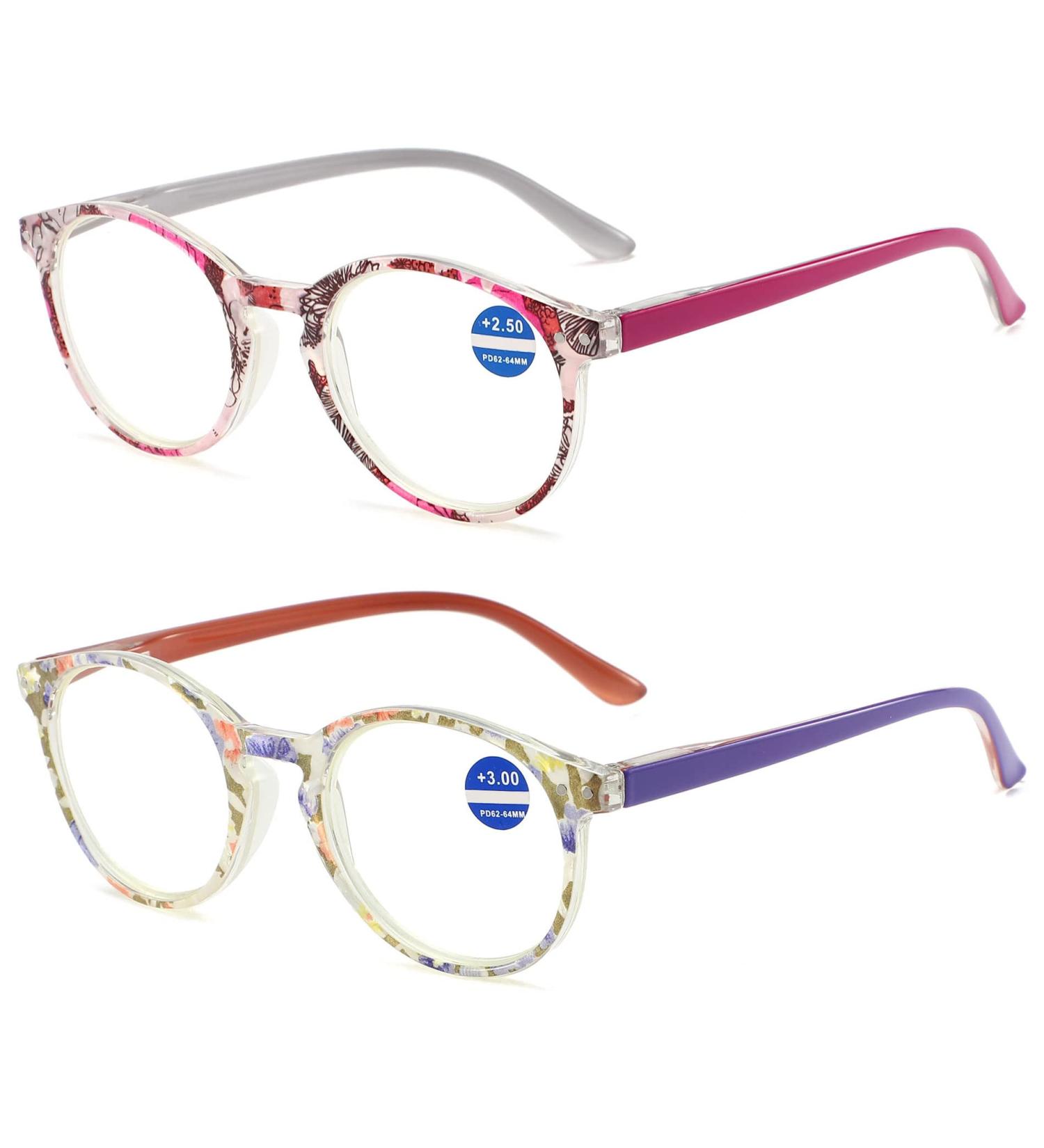 Vevesmundo Anti Blue Light Reading Glasses for Women - Vintage Floral Design +1.0 to +4.0 Set of 2 (Purple & Pink) - Blue Light Filter Glasses for Eye Protection - Buy Online on GoSupps.com