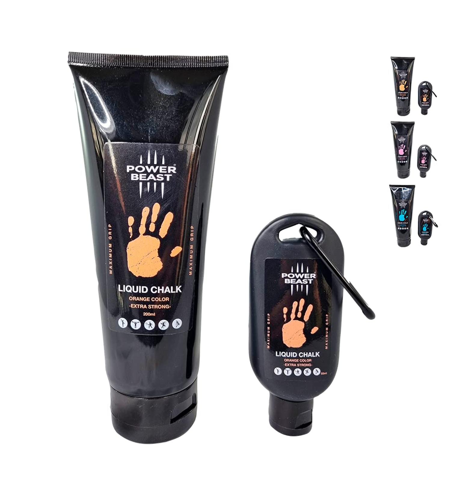 Power Beast Liquid Chalk - Enhanced Grip Magnesia for Climbing CrossFit Weightlifting & More - 50ml Orange - Buy Online on GoSupps.com