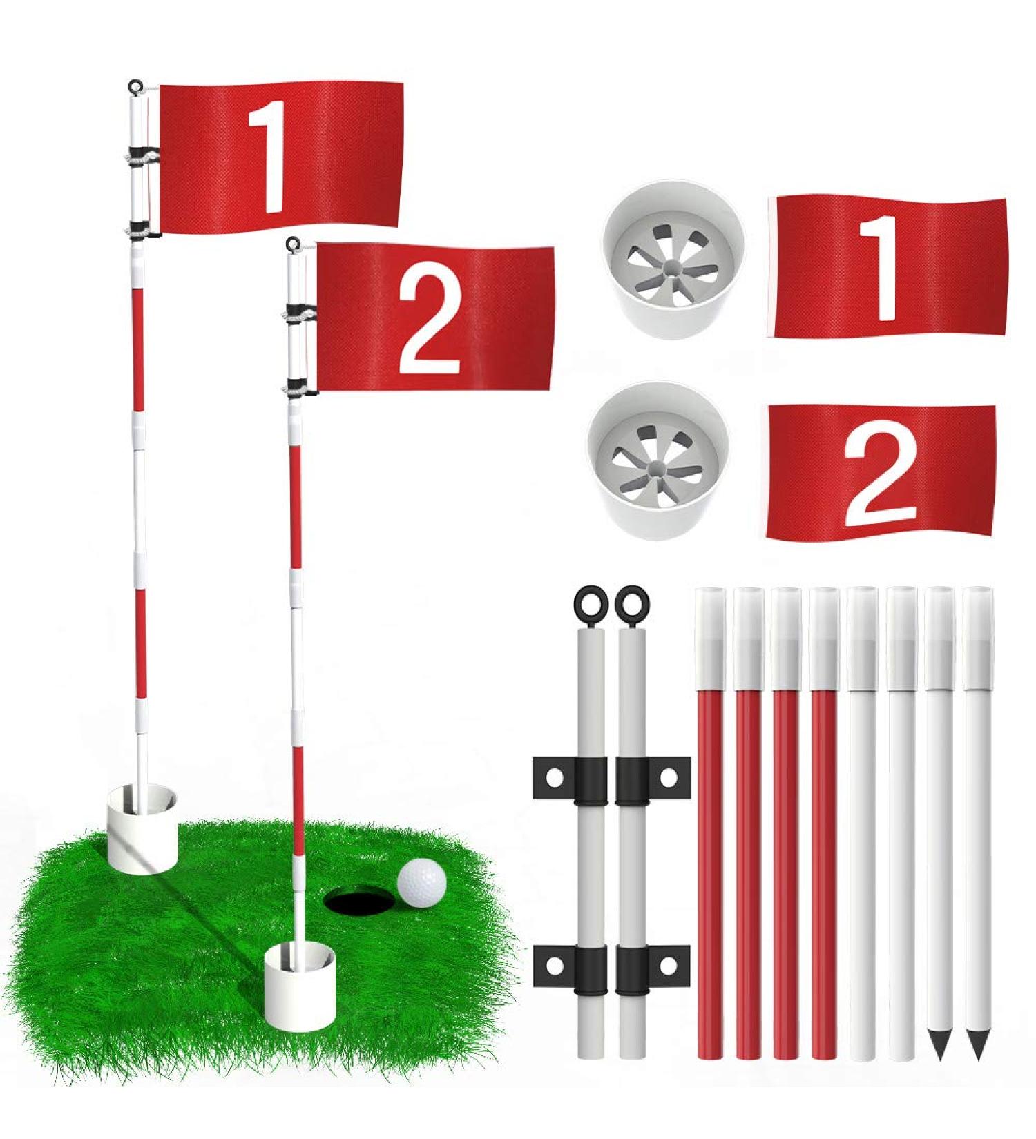 THIODOON 6ft Golf Flagstick Set - 2 Pack | Anti-Rust Glass Fiber Design for Backyard & Driving Range - Buy Online on GoSupps.com