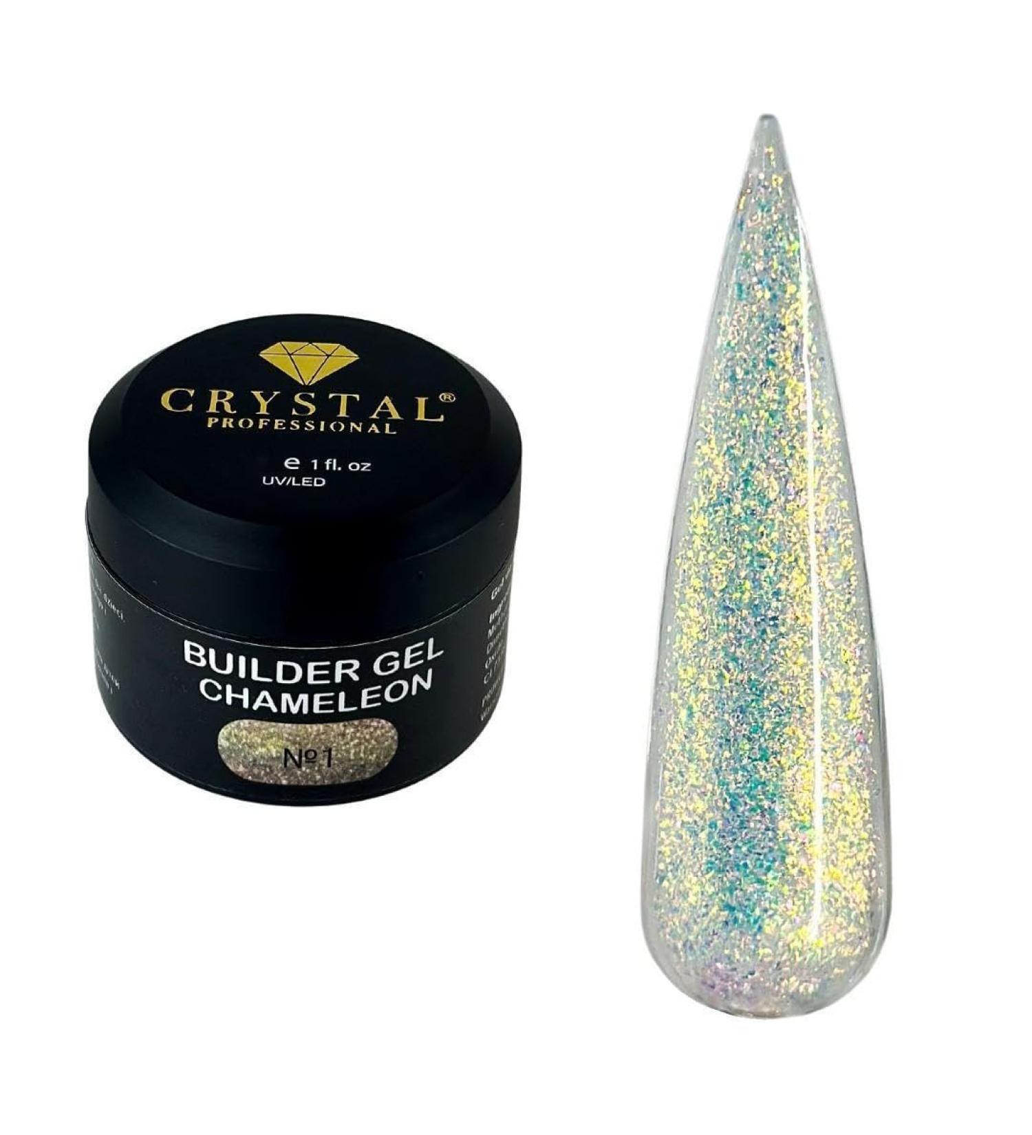 Crystal Professional Gel Builder - 50 ml - Gel Nails - Glitter Chameleon Effect and Medium Consistency - Builder Gel for Creative Sculpting and Strengthening - UV Gel - Blue Glitter 001