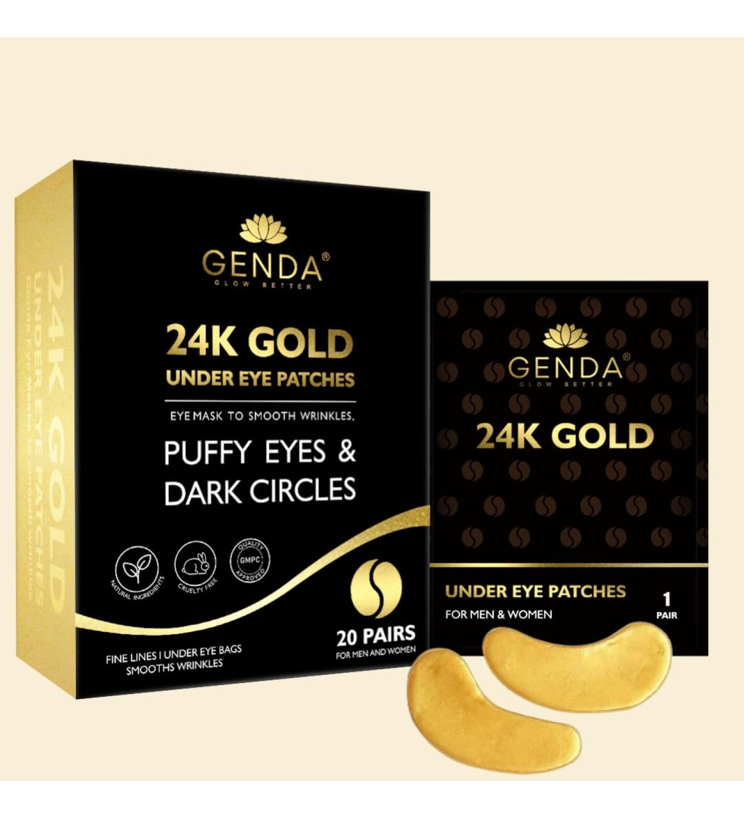 GENDA Under Eye Patches - Reduce Puffy Eyes Dark Circles & Wrinkles with Collagen & Hyaluronic Acid | 20 Pairs Skin Care Eye Masks - Buy Online on GoSupps.com