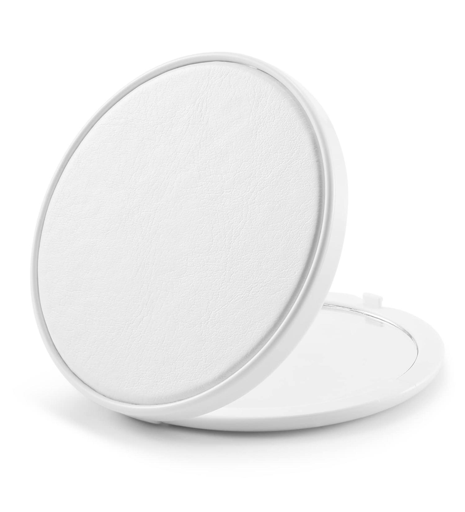 Getinbulk Compact Mirror Bulk - Double-Sided 1X/3X Magnifying PU Leather Makeup Mirror - White, 2.7 inches - Buy Online on GoSupps.com