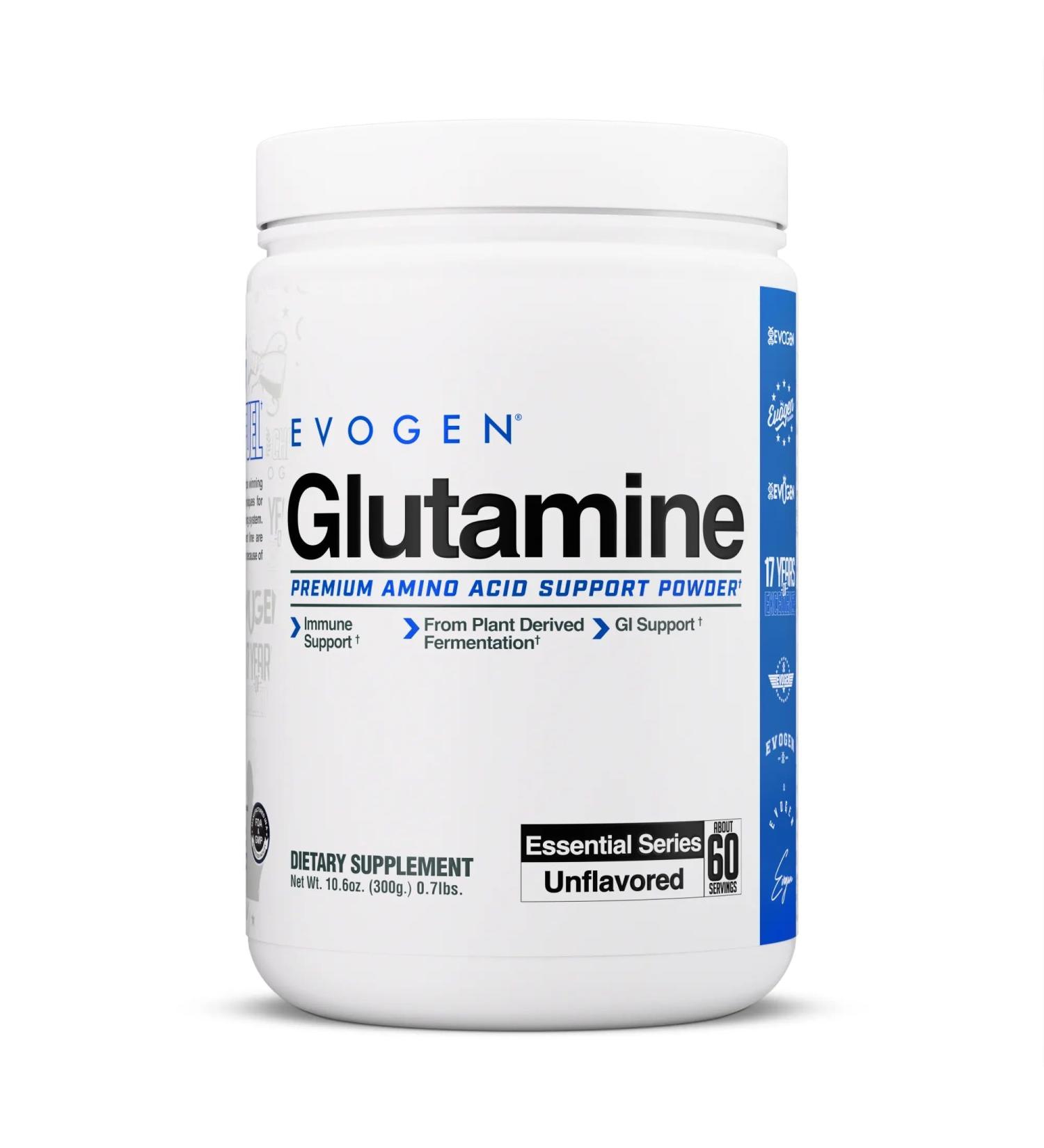 Evogen Glutamine - Premium Recovery Amino Acid | Supports Muscle Recovery | L-Glutamine | Unflavored | 60 Servings - Buy Online on GoSupps.com