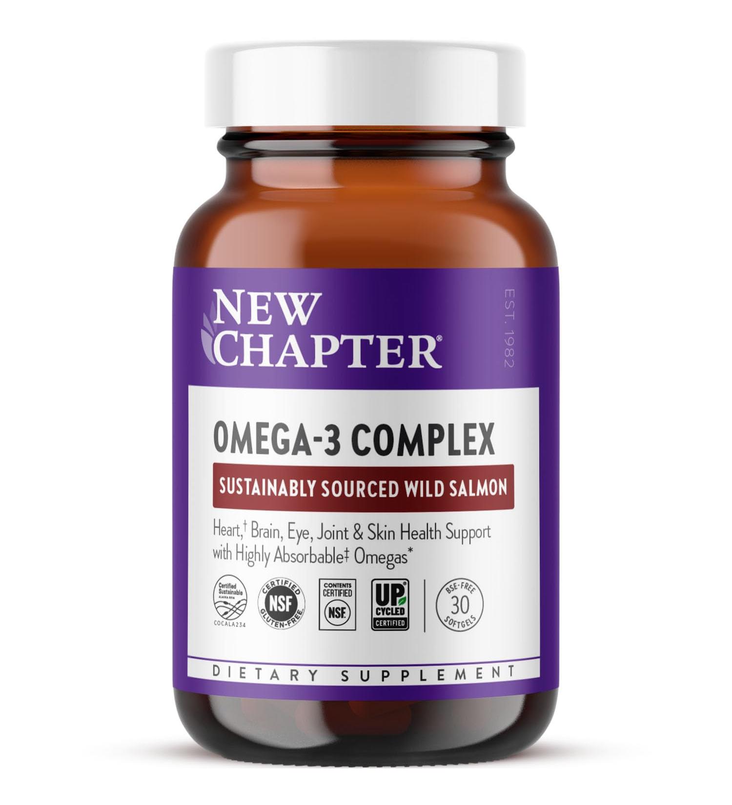 New Chapter Omega-3 Complex 1000mg Softgels Fish Oil Supplement Wild Alaskan Salmon for Heart Brain Eye Joint & Skin Health Support - 30 Count - Buy Online on GoSupps.com