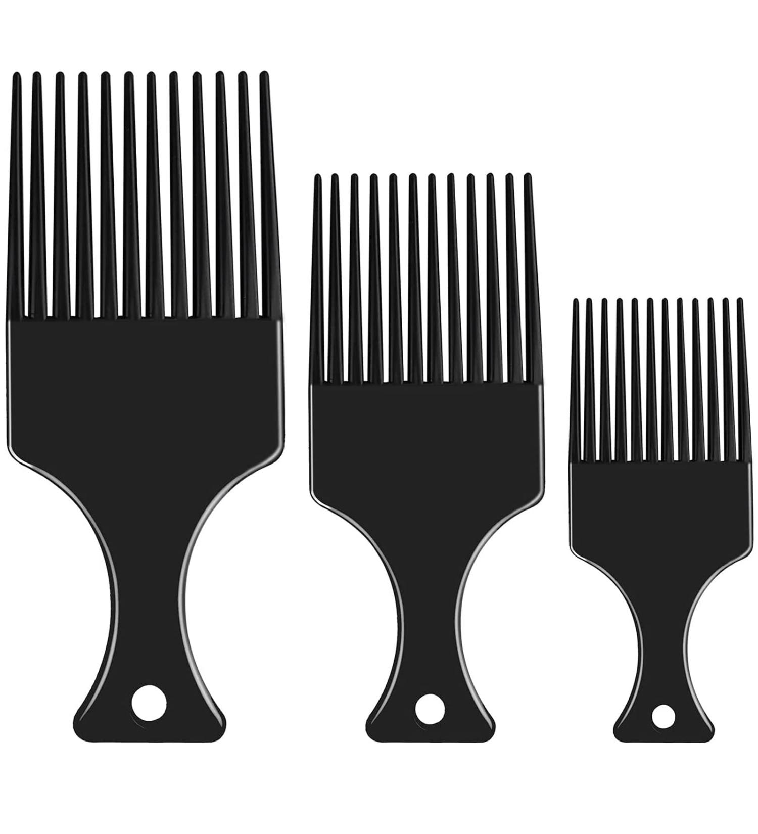 3 Sizes Afro Combs Set - Wide Tooth Plastic Hair Picks for Natural Curly Hair Styling - Buy Online on GoSupps.com