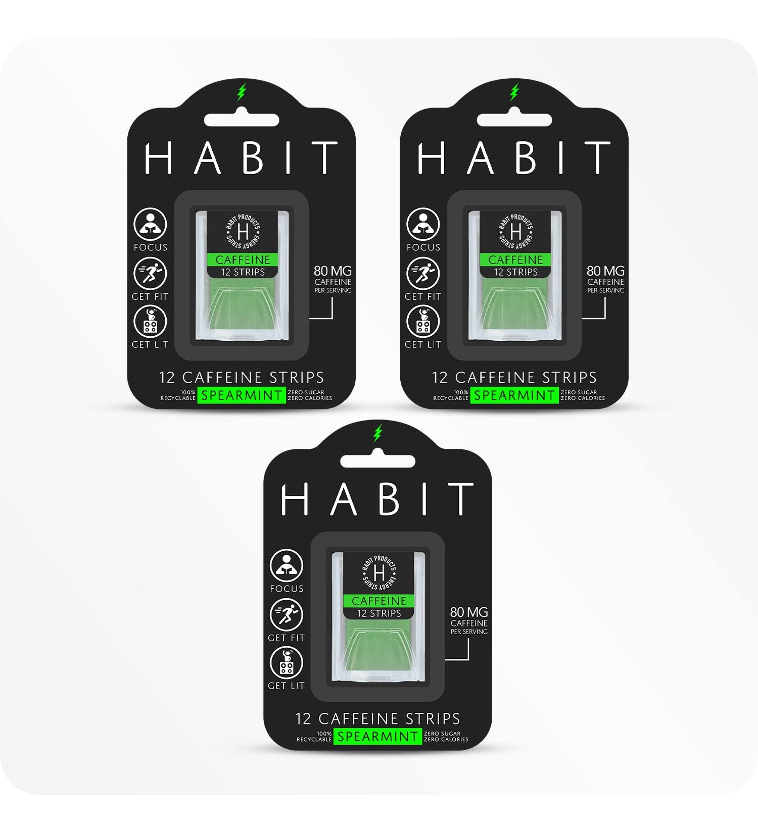 Habit Caffeine Strips 80mg | 3 Pack Spearmint | 36 Energy Strips - Buy Online on GoSupps.com