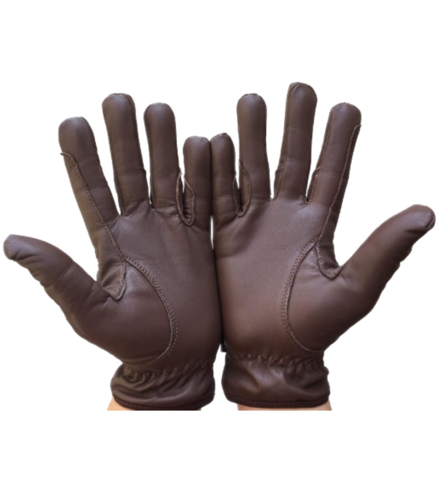 Women's Equestrian Gloves: 100% Real Leather Horse Riding Gloves in Brown, Beige, Tan & Black - Medium Dark Brown - Buy Online on GoSupps.com