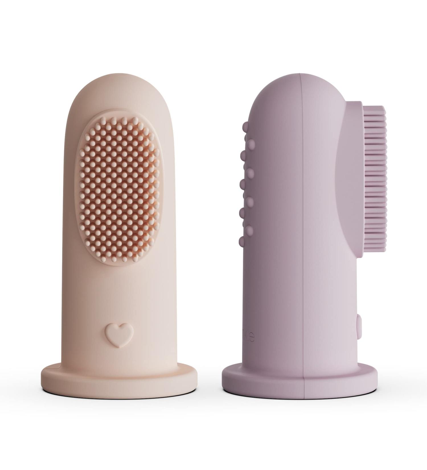 Moonkie Baby Toothbrush Finger Toothbrush Oral Cleaner Kit - 2 Pcs (Blush/Pale Mauve) | For 3 Months - Buy Online on GoSupps.com