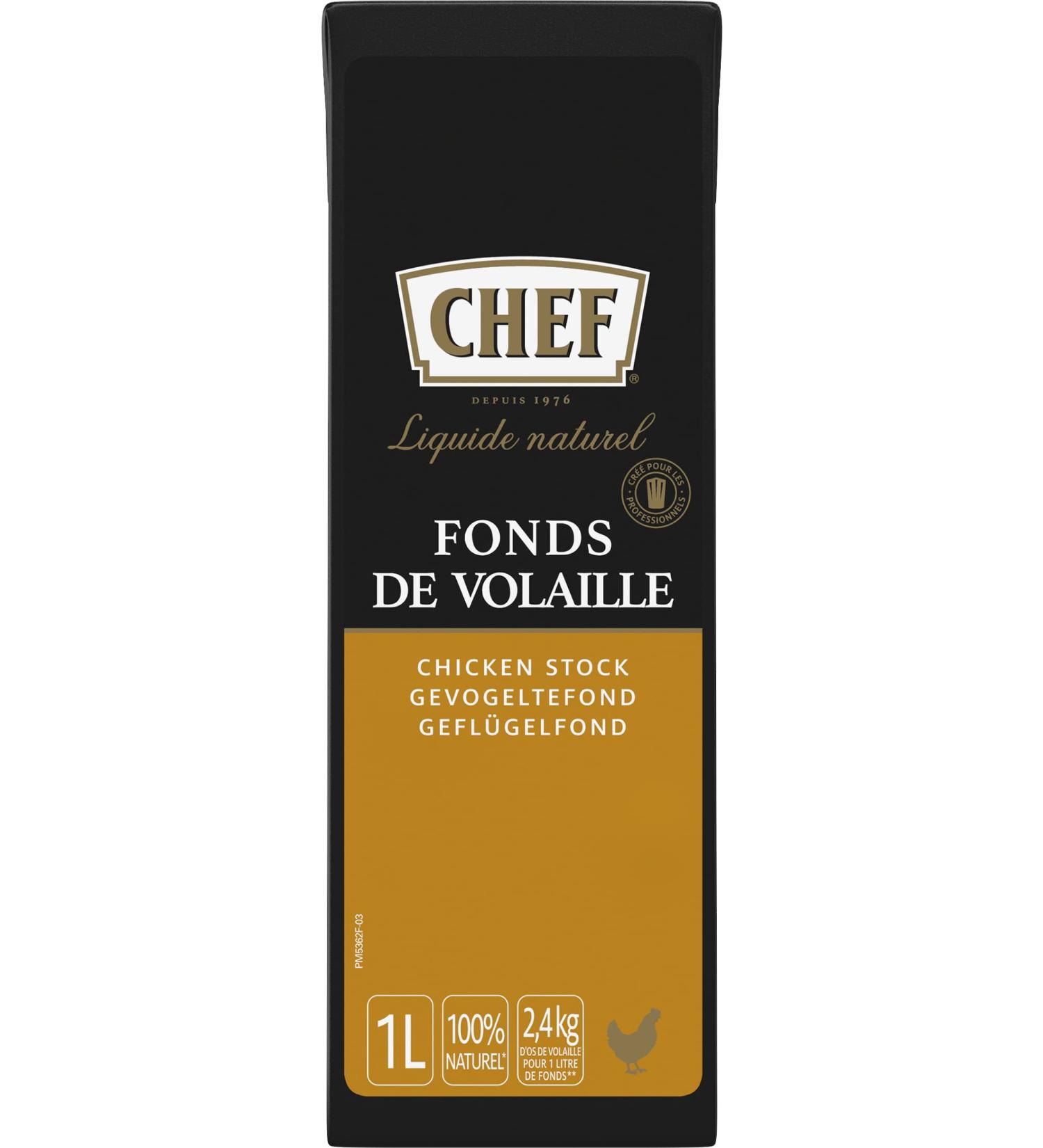 CHEF All Natural Chicken Stock 1L - Premium Quality Broth - Buy Online on GoSupps.com
