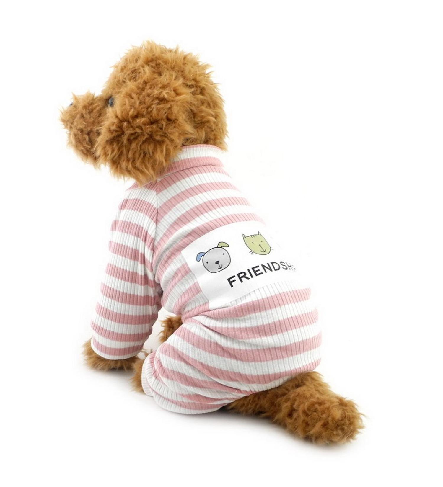 Zunea Striped Pajamas for Small Dogs - Cozy Cotton Puppy Sweatshirts & Autumn Outfits | Size L Pink - Buy Online on GoSupps.com
