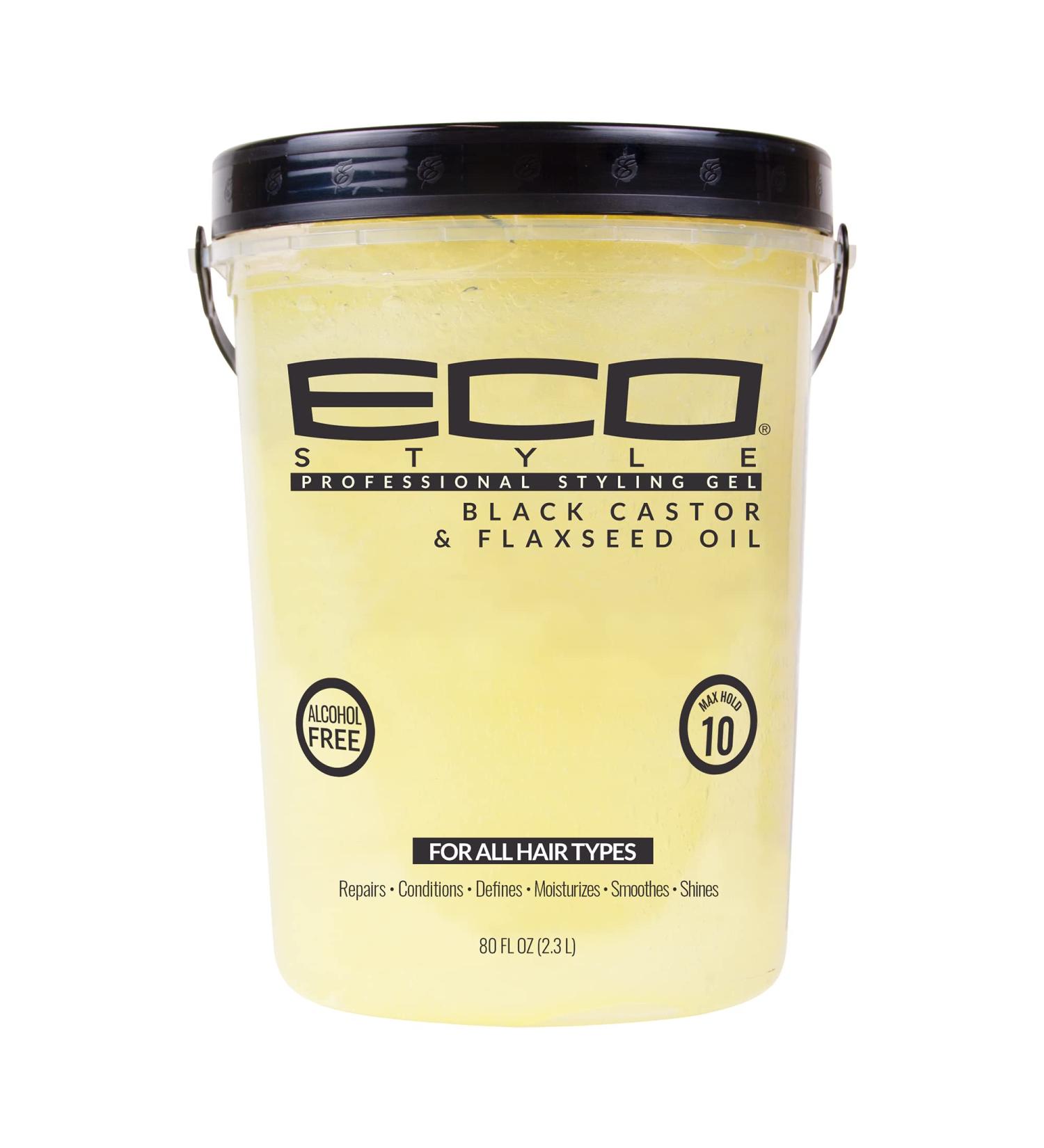 Eco Style Black Castor & Flaxseed Oil 80 oz Styling Gel - Nourishes, Repairs & Promotes Healthy Hair - Weightless Hold & Long Lasting Shine - Buy Online on GoSupps.com