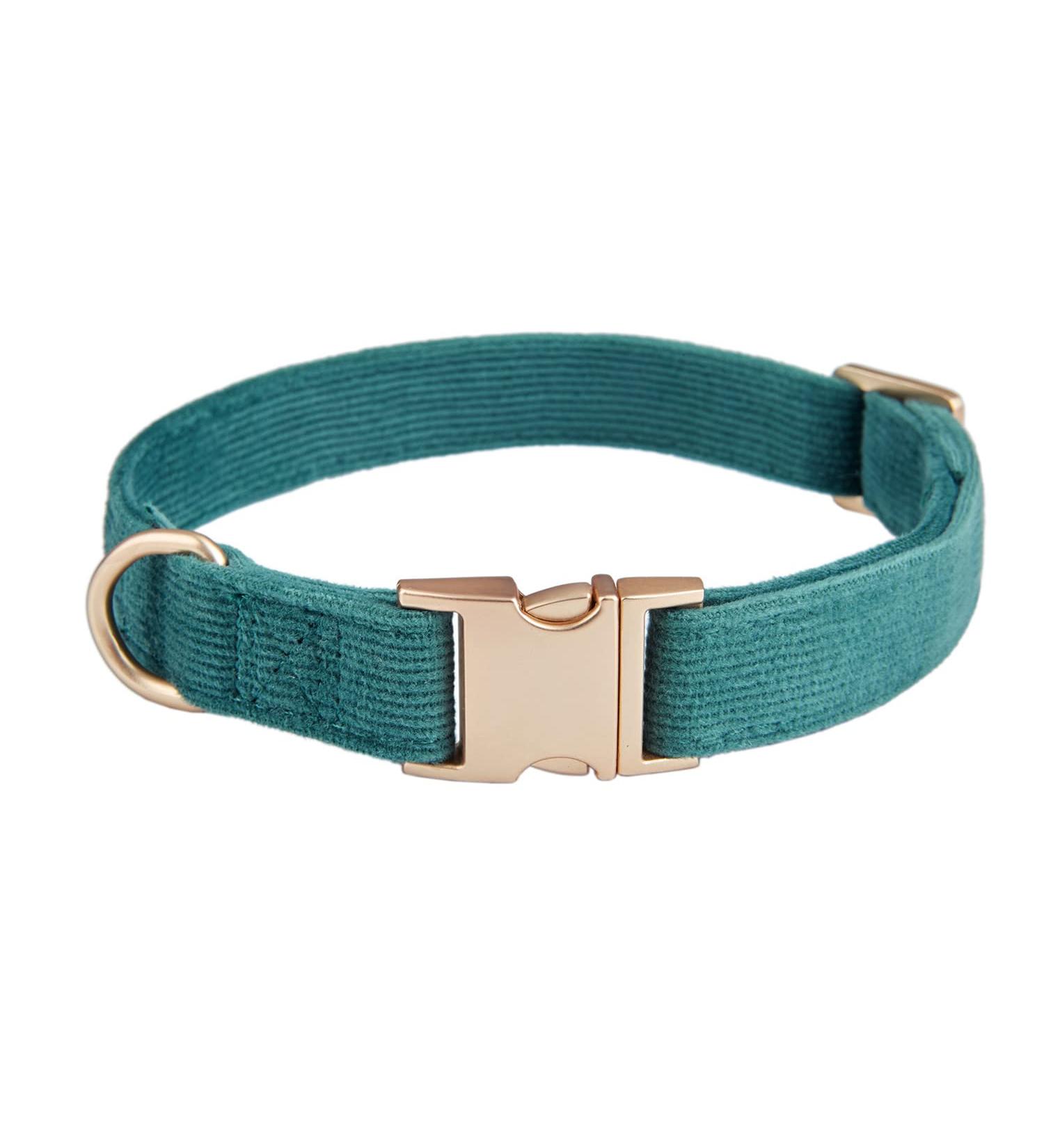 Petiry Soft Dog Collar with Safety Metal Buckle - Adjustable Velvet Corduroy Puppy Collar for Small Dogs | Forest Green | Neck 25-38cm S - Buy Online on GoSupps.com