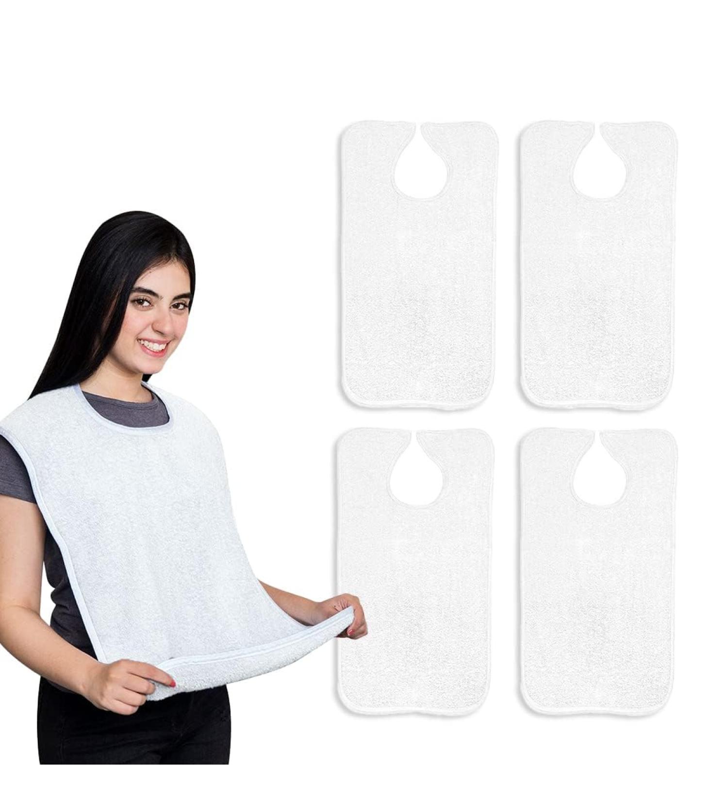 Adult Bibs For Women & Man Waterproof & Washable Bibs for Eating Adult bibs for Elderly Eating Clothing Protectors(4 Pack) - Buy Online on GoSupps.com