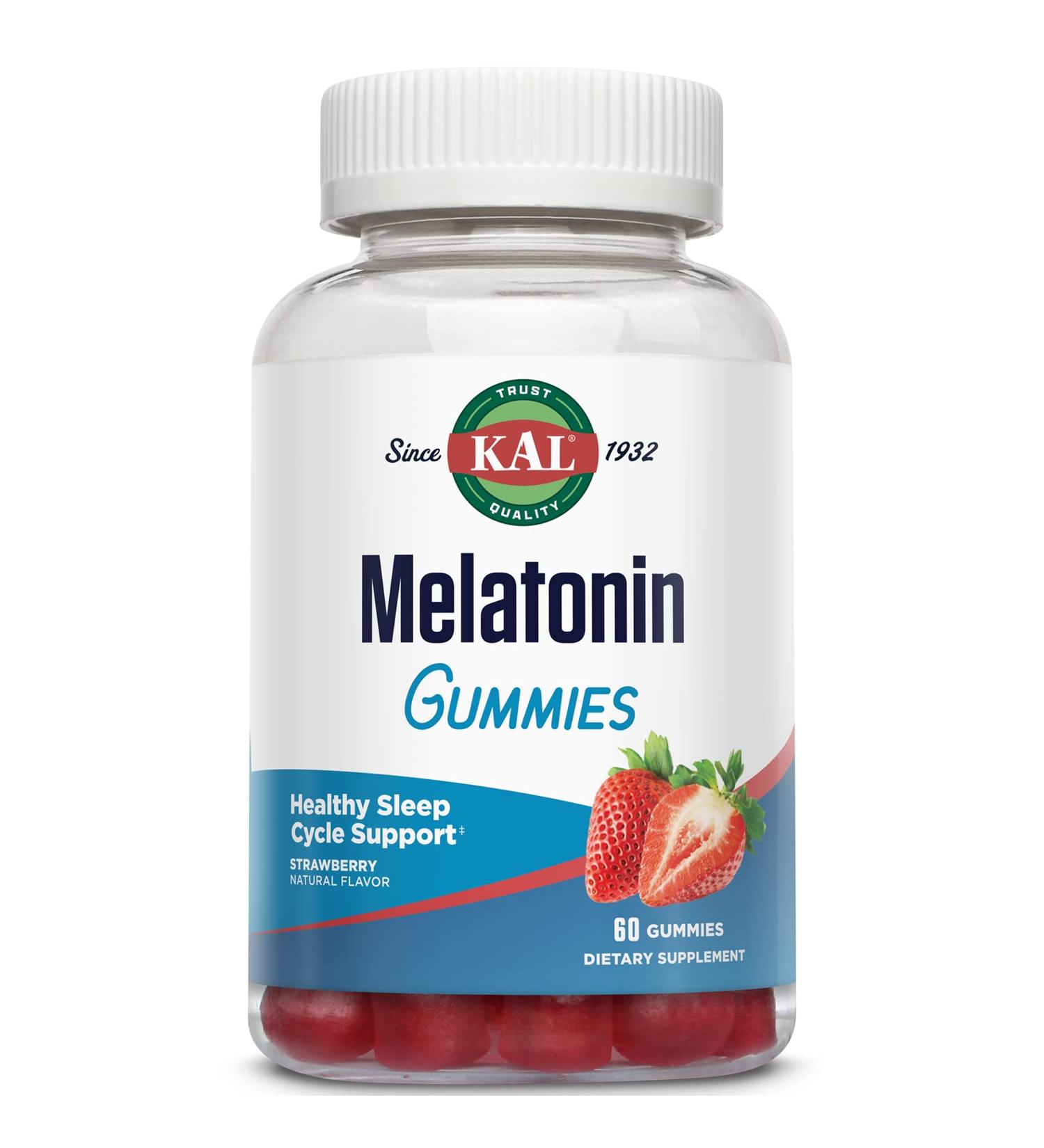 Buy KAL Melatonin Strawberry Gummies 5mg - 60 Count | Sleep Aid Supplement - Buy Online on GoSupps.com