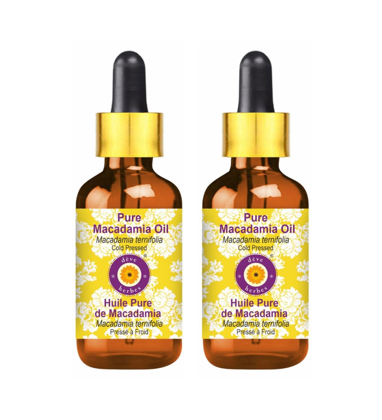 d ve herbes Pure Macadamia Oil (Macadamia ternifolia) with Glass Dropper Cold Pressed (Pack of Two) 100ml X 2 (6.76 oz) - Buy Online on GoSupps.com