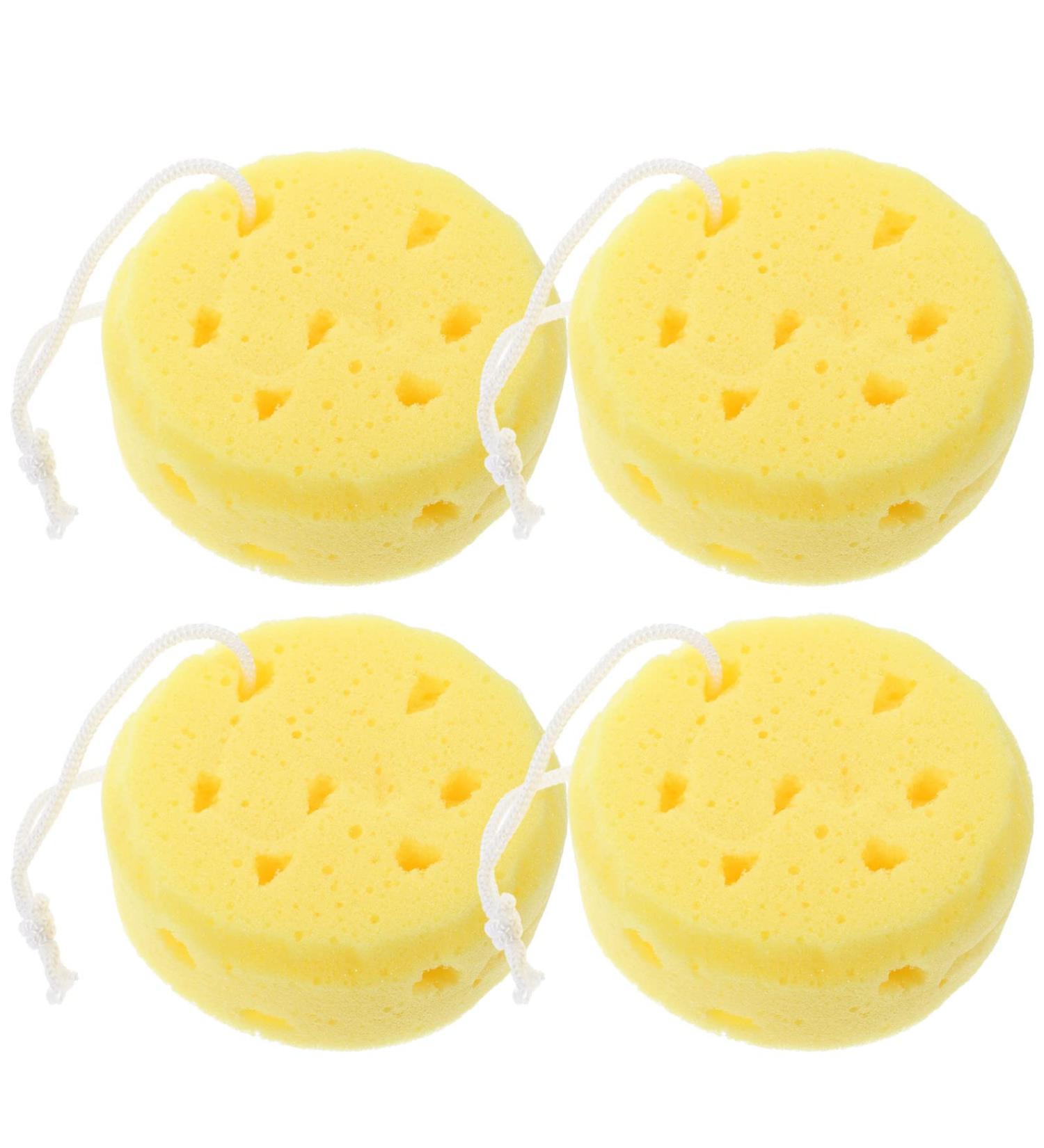 FOMIYES Bath Sponge Mesh Pouf Shower Ball Exfoliating Body Brush Scrubber - Yellow (4pcs) - Buy Online on GoSupps.com