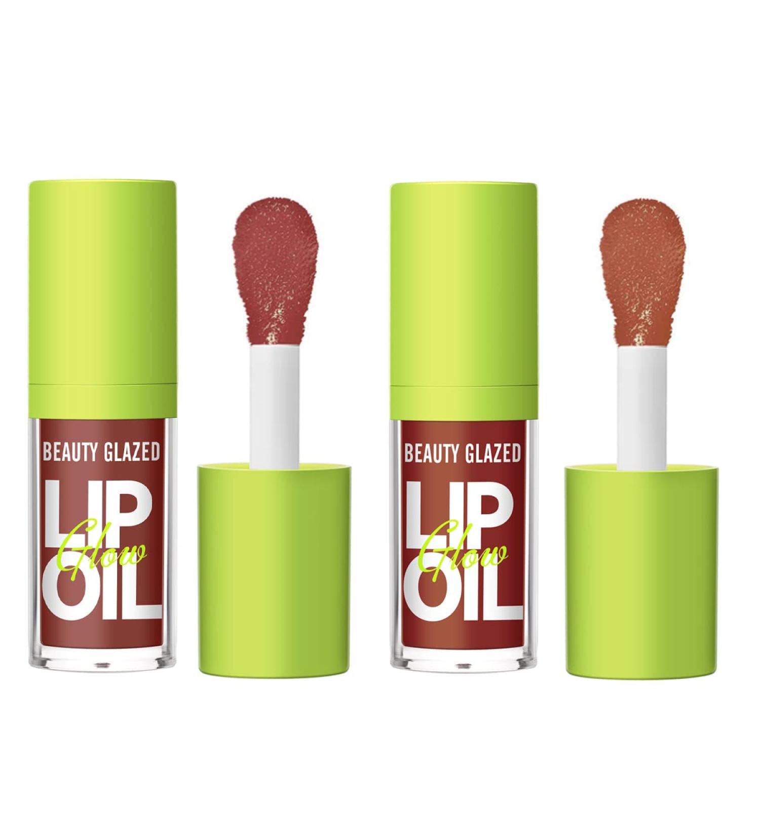 Beauty Glazed Big Brush Head Lip Oil - Hydrating & Nourishing Glossy Finish Lip Glow Oil - Vegan Tinted Lip Gloss - Non-Sticky Formula (107 HUGGING & 108 REBORN 2) - Buy Online on GoSupps.com