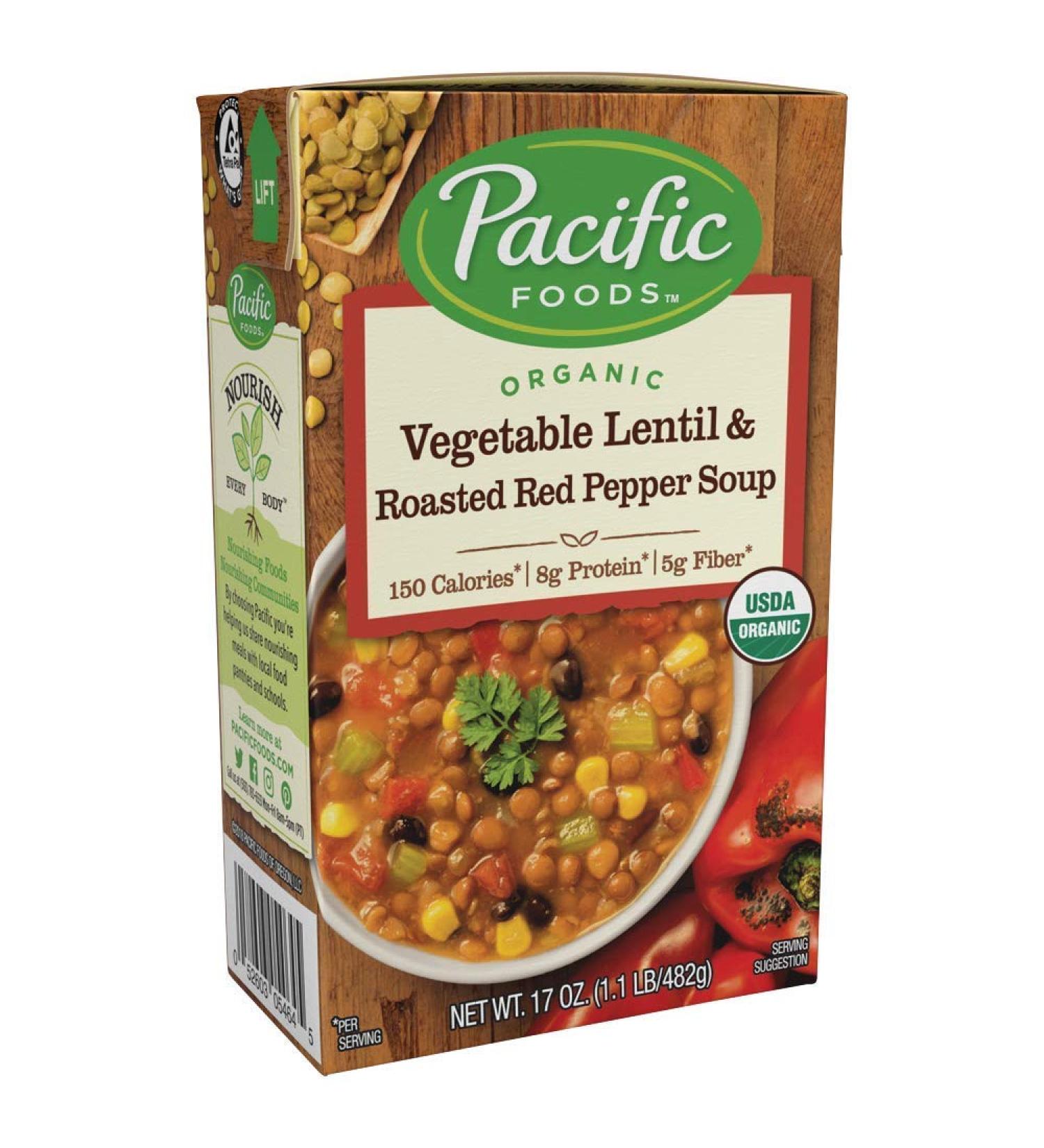 Pacific Foods Organic Vegetable Lentil & Roasted Red Pepper Soup - 17 oz (Pack of 12) - Healthy & Delicious - Buy Online on GoSupps.com