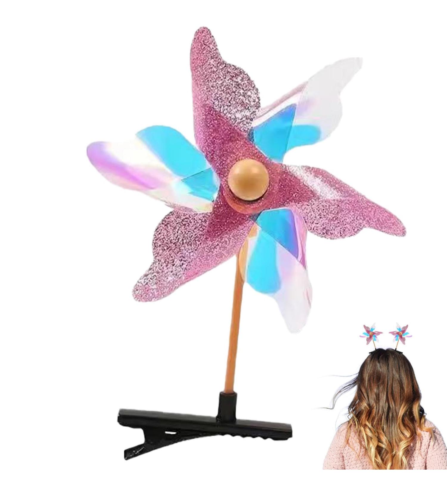 Windmill Sequins Hair Clips - Colorful Glitter Pinwheel Hair Clamp | Colorful Pinwheel Hair Bows Cartoon Random Accessories for Birthday Holiday - Buy Online on GoSupps.com