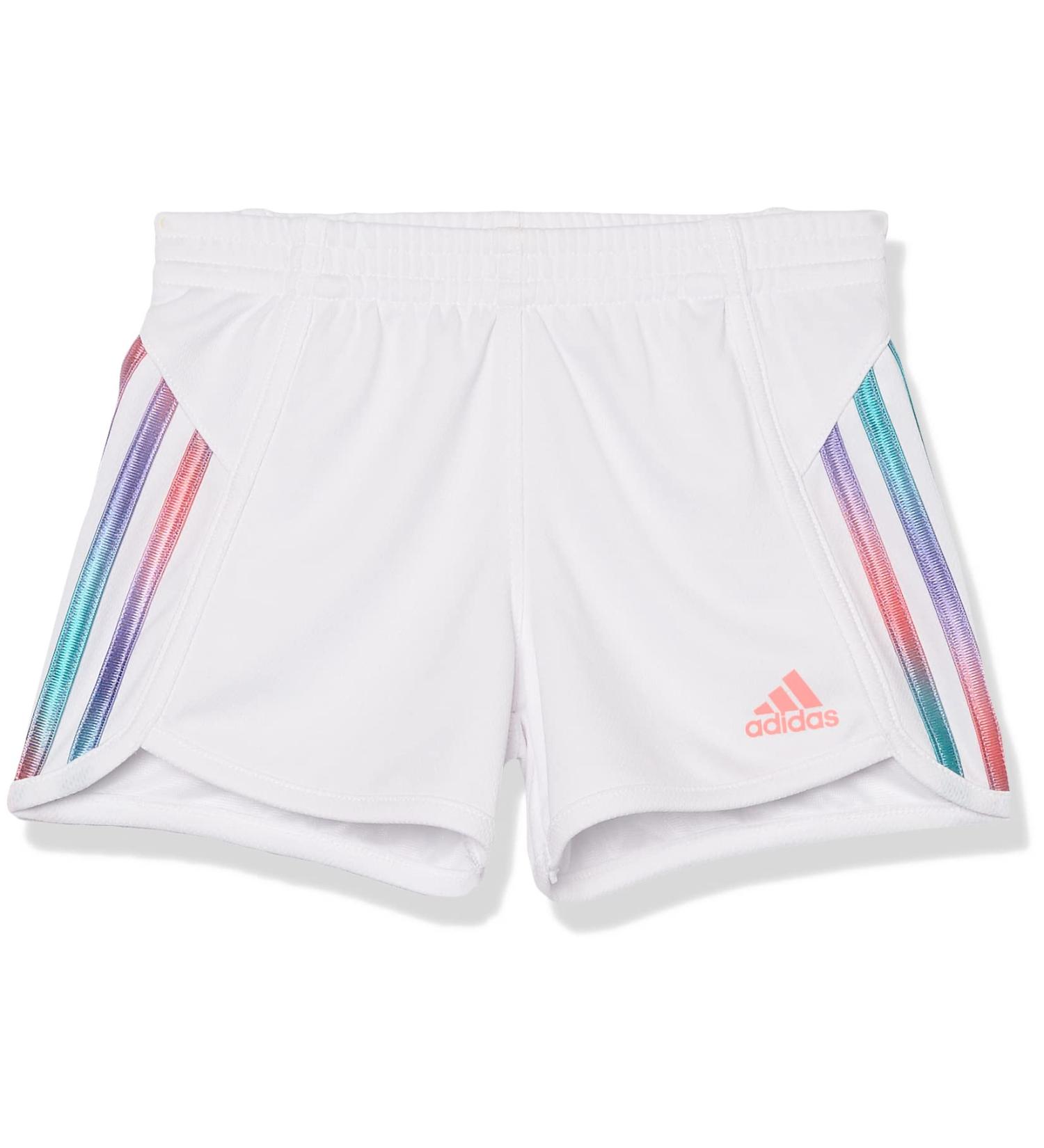 adidas Girls' Large White 3 Stripe Mesh Shorts with Elastic Waistband - Buy Online on GoSupps.com