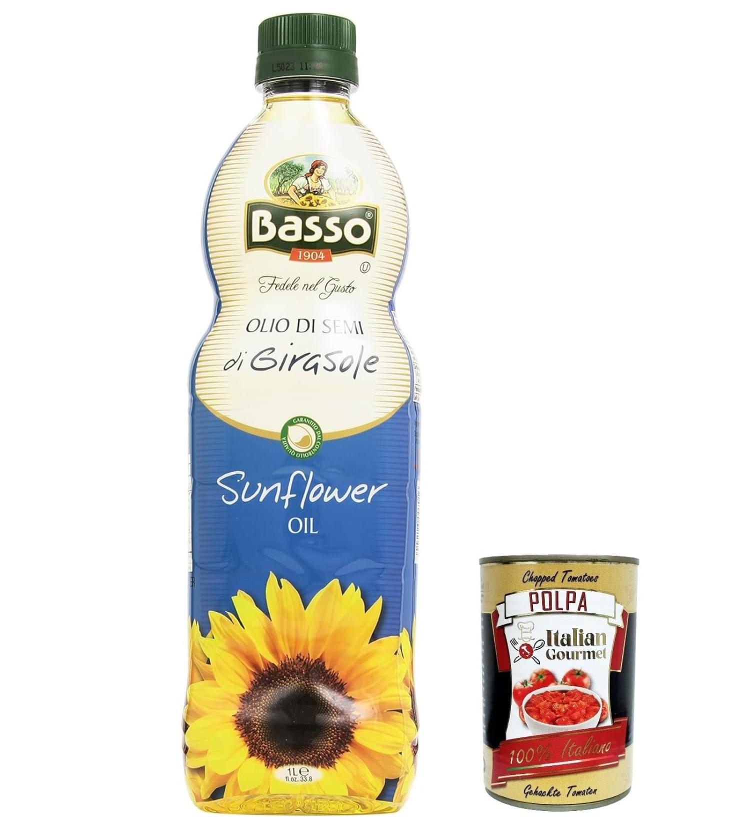 Low Sunflower Oil Sunflower Oil 1 Litre Italian Food Oil + Gastronomic Pulp 400 g Set of 3 Bottles - Buy Online on GoSupps.com