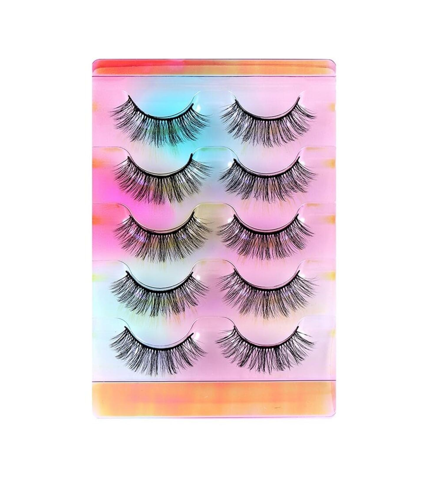 5 Pairs Natural False Eye Lashes 3D Multi-Layer Fake Eyelashes Extension Dense and Fluffy False Eyelash Cluster Naturally Curled False Eyelashes for Women Eye Makeup Type 7 - Buy Online on GoSupps.com