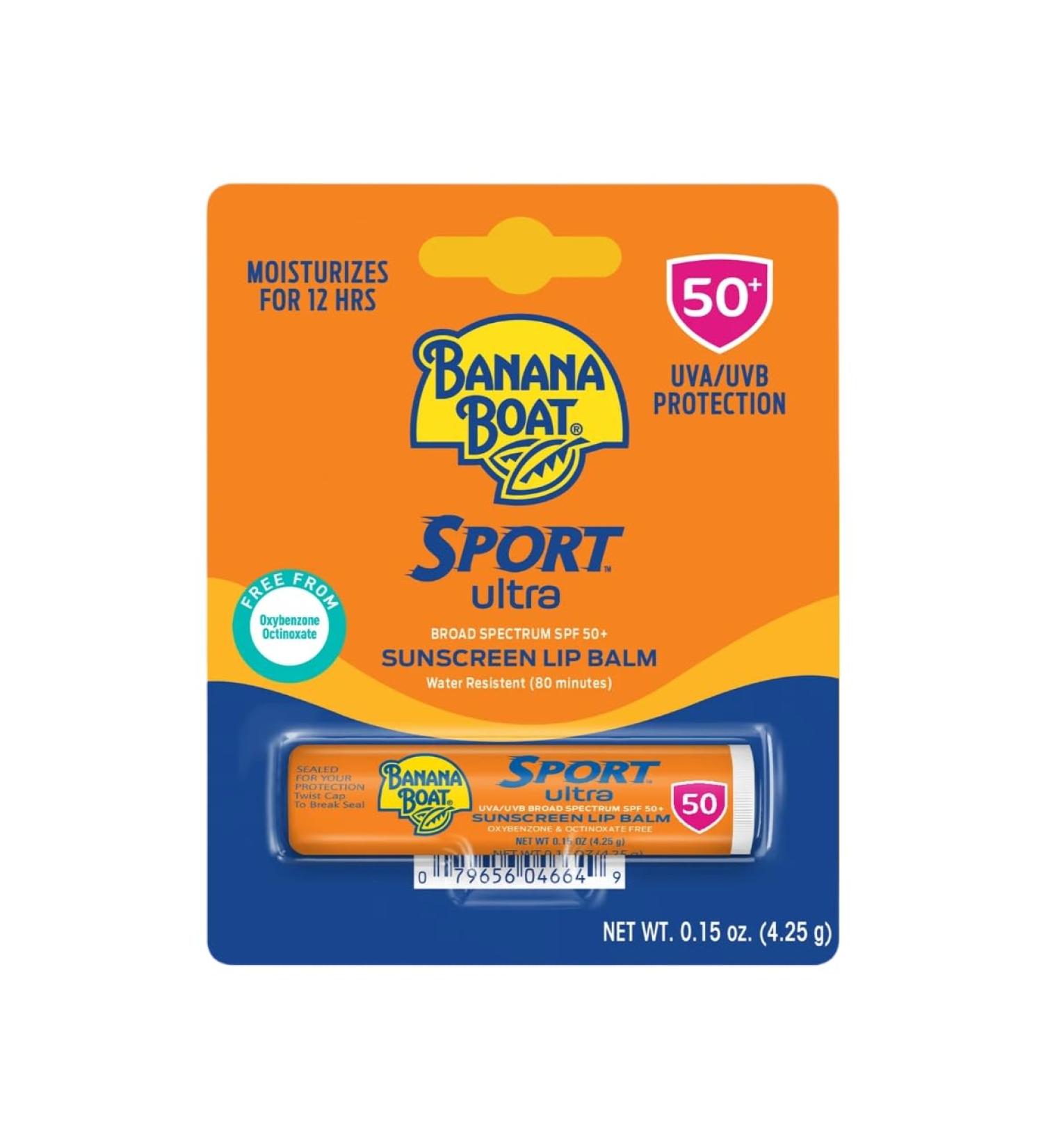 Banana Boat Sport Spf 50 Sunscreen Lip Balm .15 Oz (Pack Of 12)