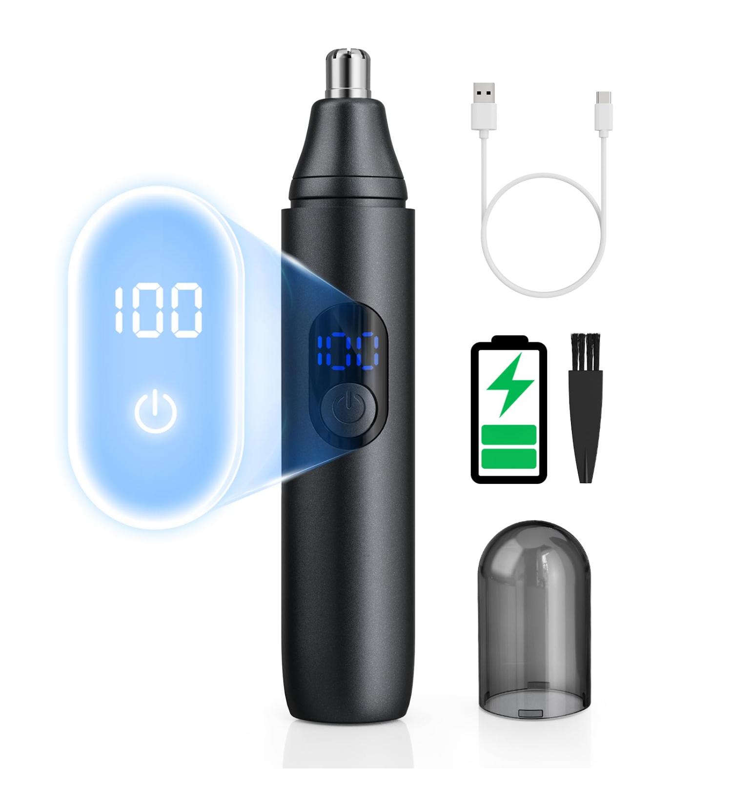 Nose Hair Trimmer for Men & Women | Rechargeable Painless Ear & Eyebrow Clippers | Dual Edge Blades Grooming Kit - Electric Beard & Body Care - Buy Online on GoSupps.com