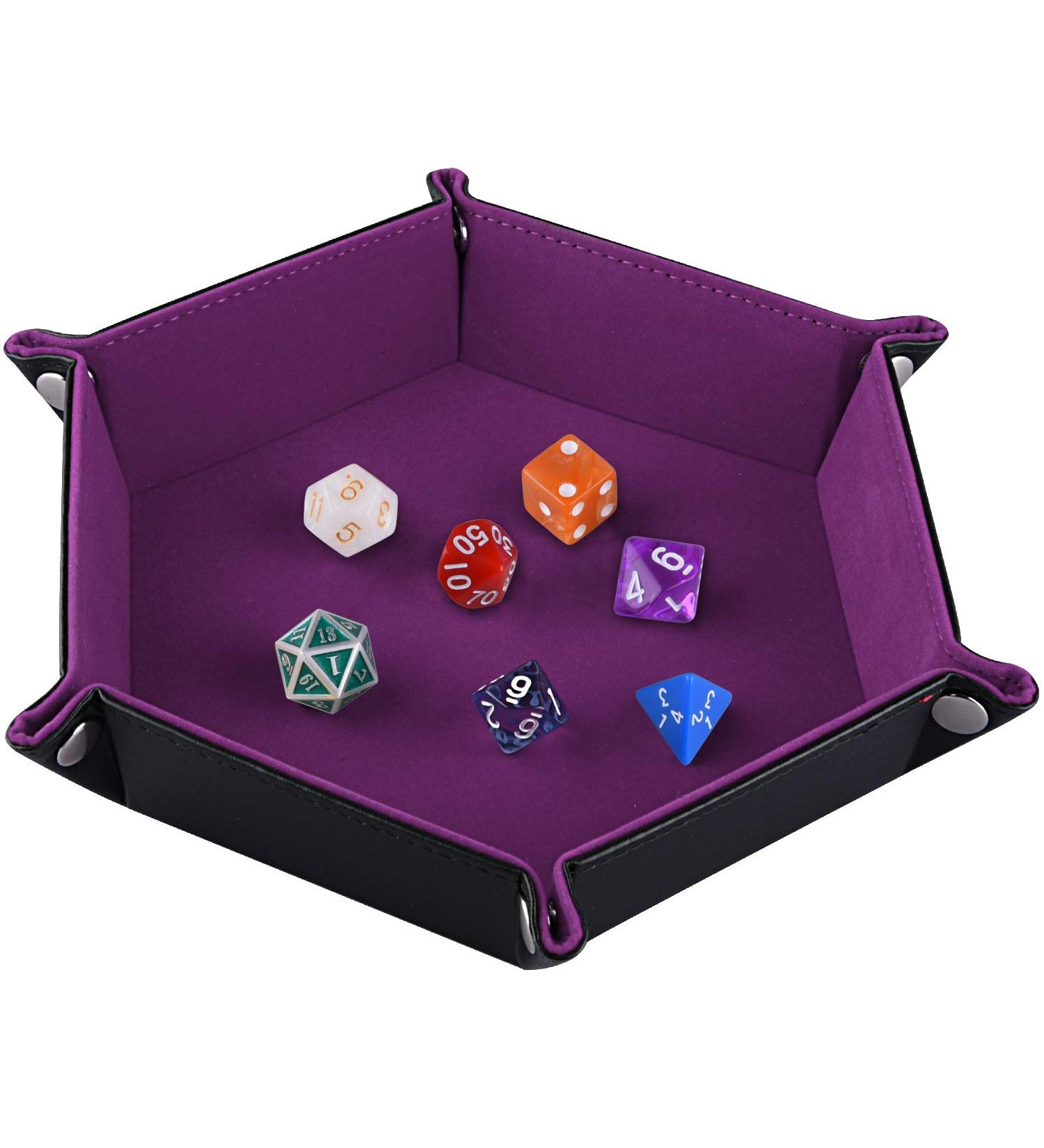 SIQUK Double Sided Dice Tray - Folding Hexagon PU Leather and Velvet Holder - Buy Online on GoSupps.com