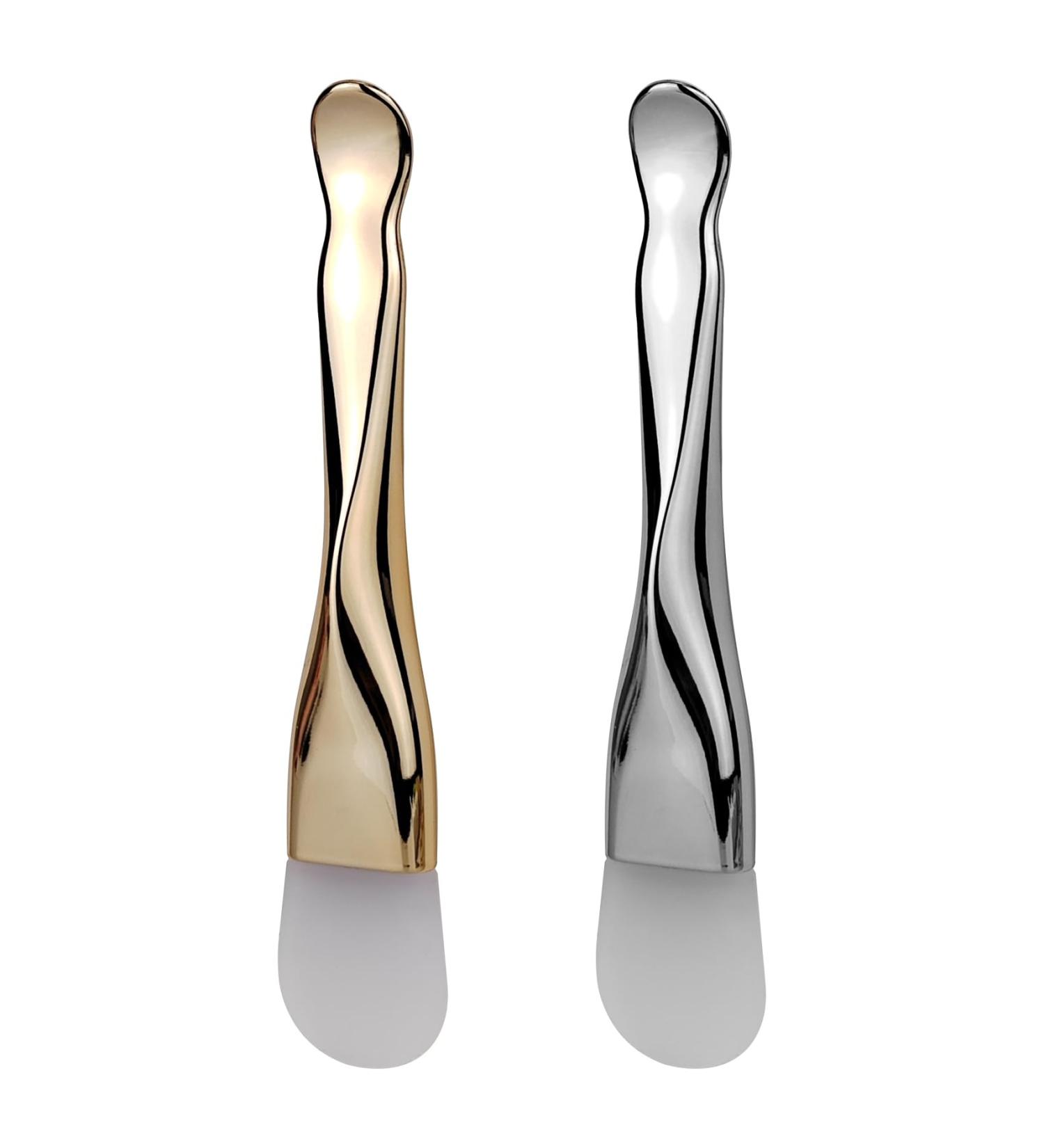 Silicone Face Mask Applicator - 2 Pack Exfoliating Brush Tools for Clay Cream & Gel Masks - Soft Dual End Scrubber in Gold & Silver - Buy Online on GoSupps.com