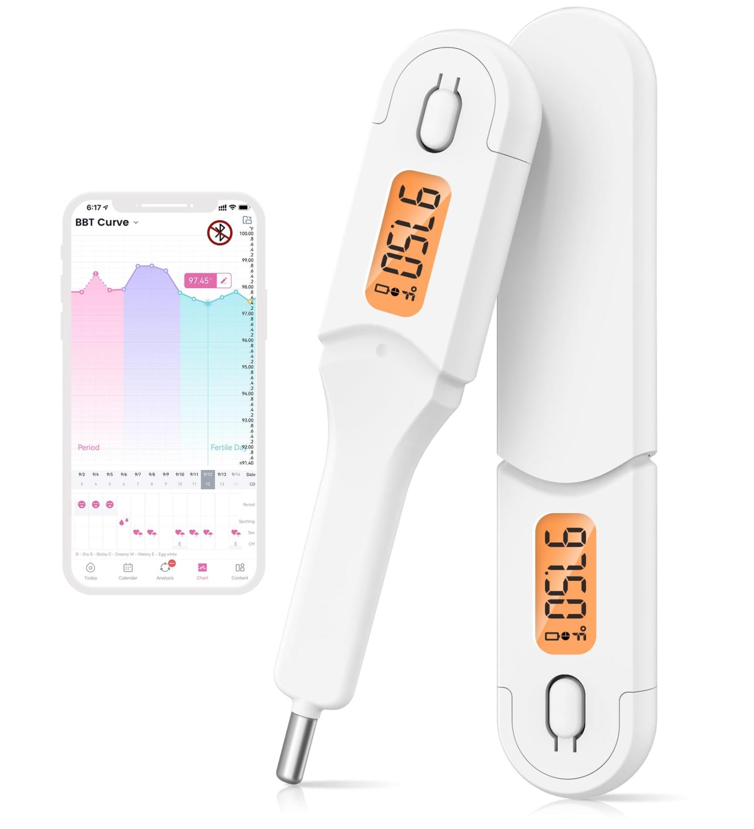 Femometer Basal Body Thermometer - Ovulation & Fertility Tracking with Soft Backlight and Memory Recall (White) - Buy Online on GoSupps.com